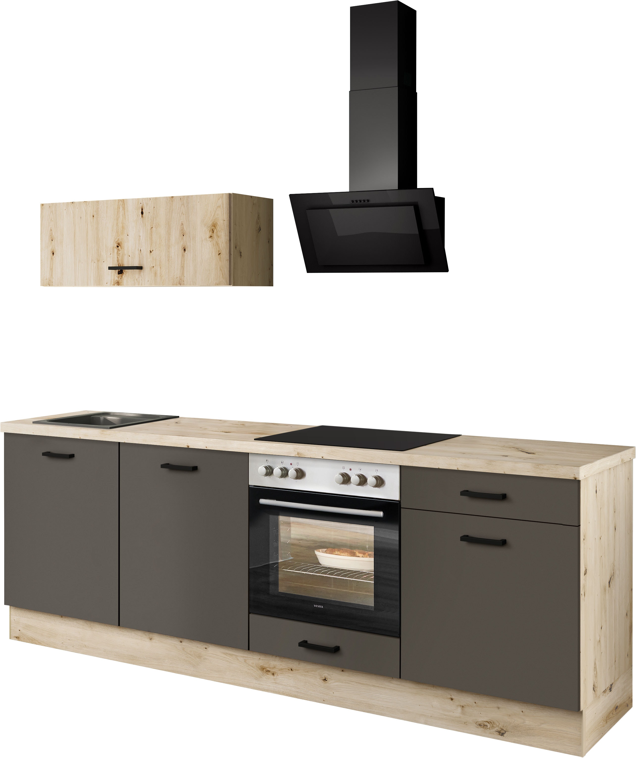IMPULS KÜCHEN Küchenzeile "Lissabon, Ausrichtung wählbar, Schubkästen mit Soft-Close" Set, vormontiert, in verschiedenen Farben erhältlich, Breite 240 cm