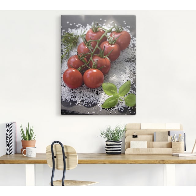 Black Friday Artland Wandbild »Tomaten Rispe auf Salz«, Lebensmittel, (1 St.),  als Alubild, Leinwandbild, Wandaufkleber oder Poster in versch. Größen |  BAUR