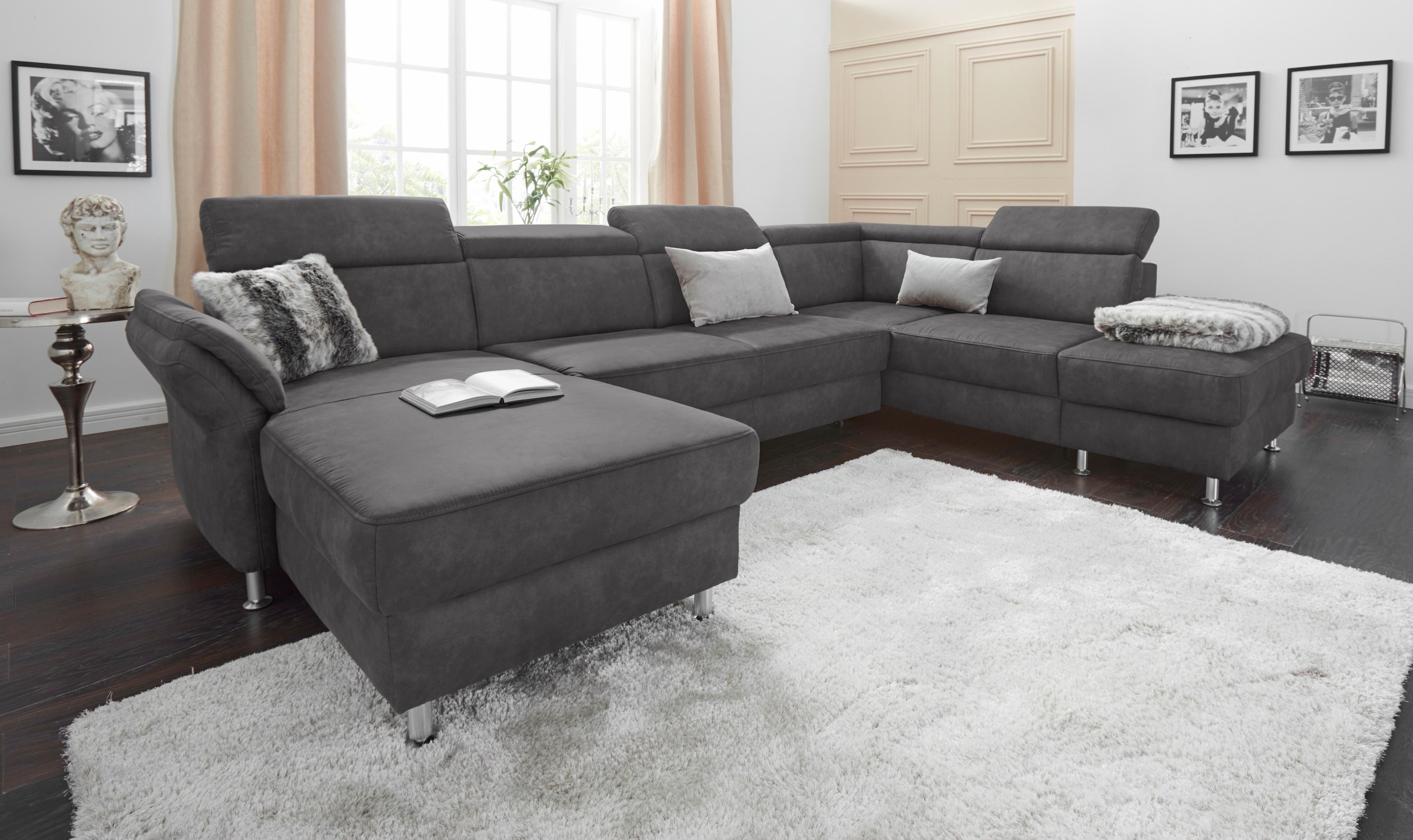 sit&more Wohnlandschaft »Avignon U-Form«, wahlweise mit Bettfunktion und Stauraum, inklusive Kopfteilverstellung