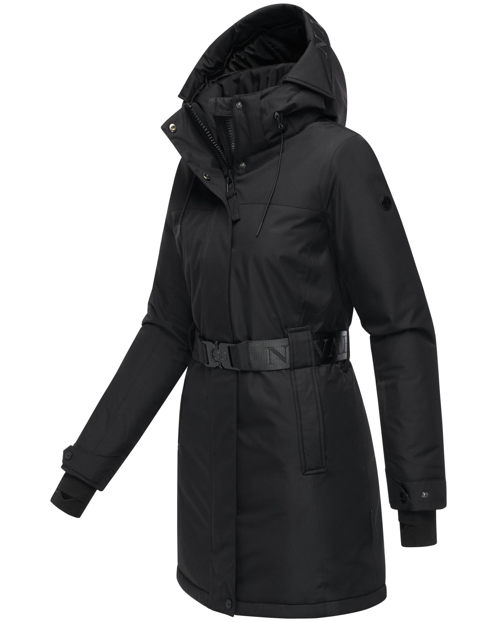Navahoo Wintermantel »Frostkuss 14«, Warmer Damen Mantel mit abnehmbarer Kapuze und Taillengürtel
