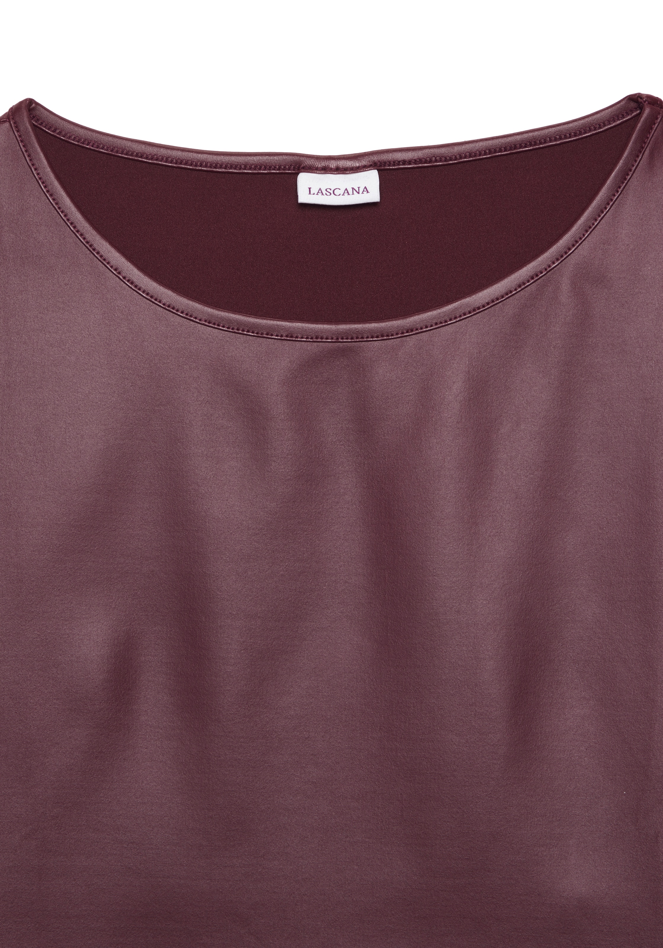 LASCANA Rundhalsshirt aus Lederimitat, Partytop