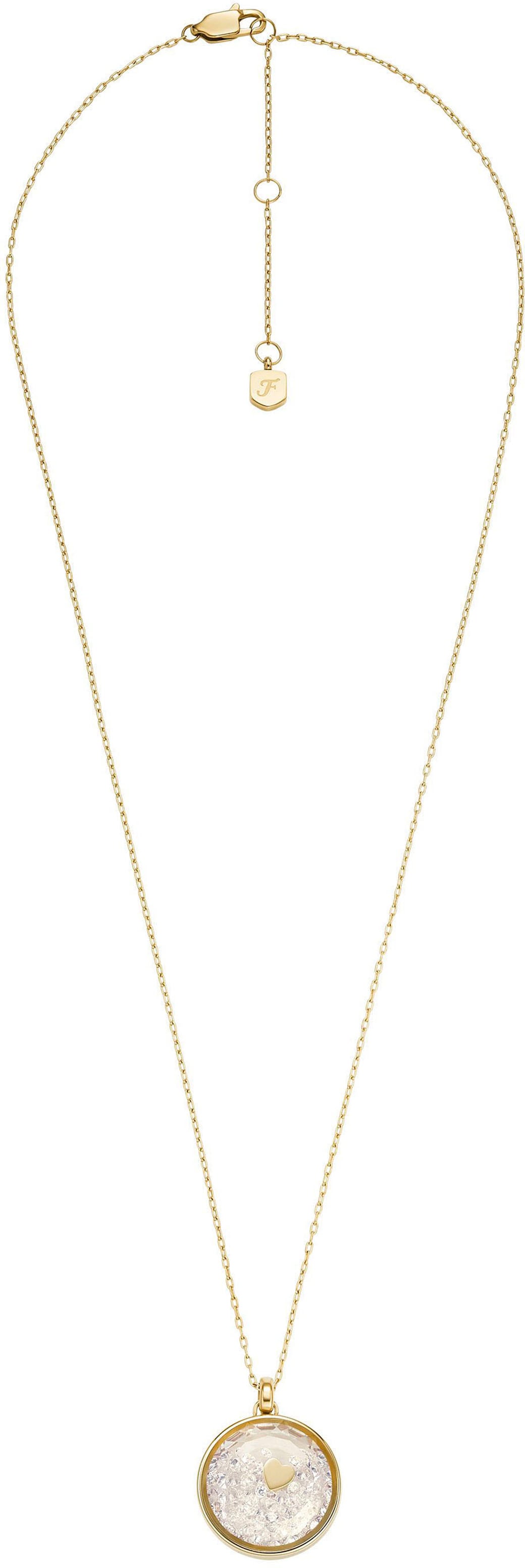 Fossil Kette mit Anhänger »Schmuck Geschenk Edelstahl Halskette Sadie Herz, JF04818710«, mit Glasstein