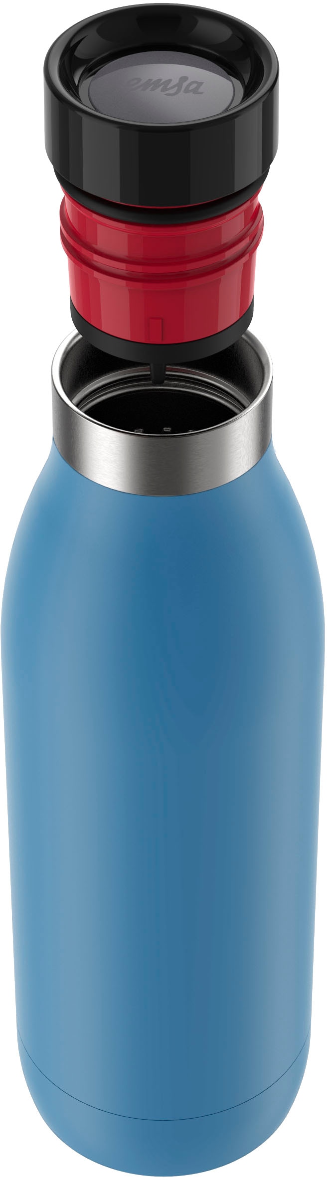 Emsa Isolierflasche »Trinkflasche Bludrop«, (1 tlg.), Edelstahl, Quick-Press Deckel, 360° Trinkgenuss, 12h warm/24h kühl