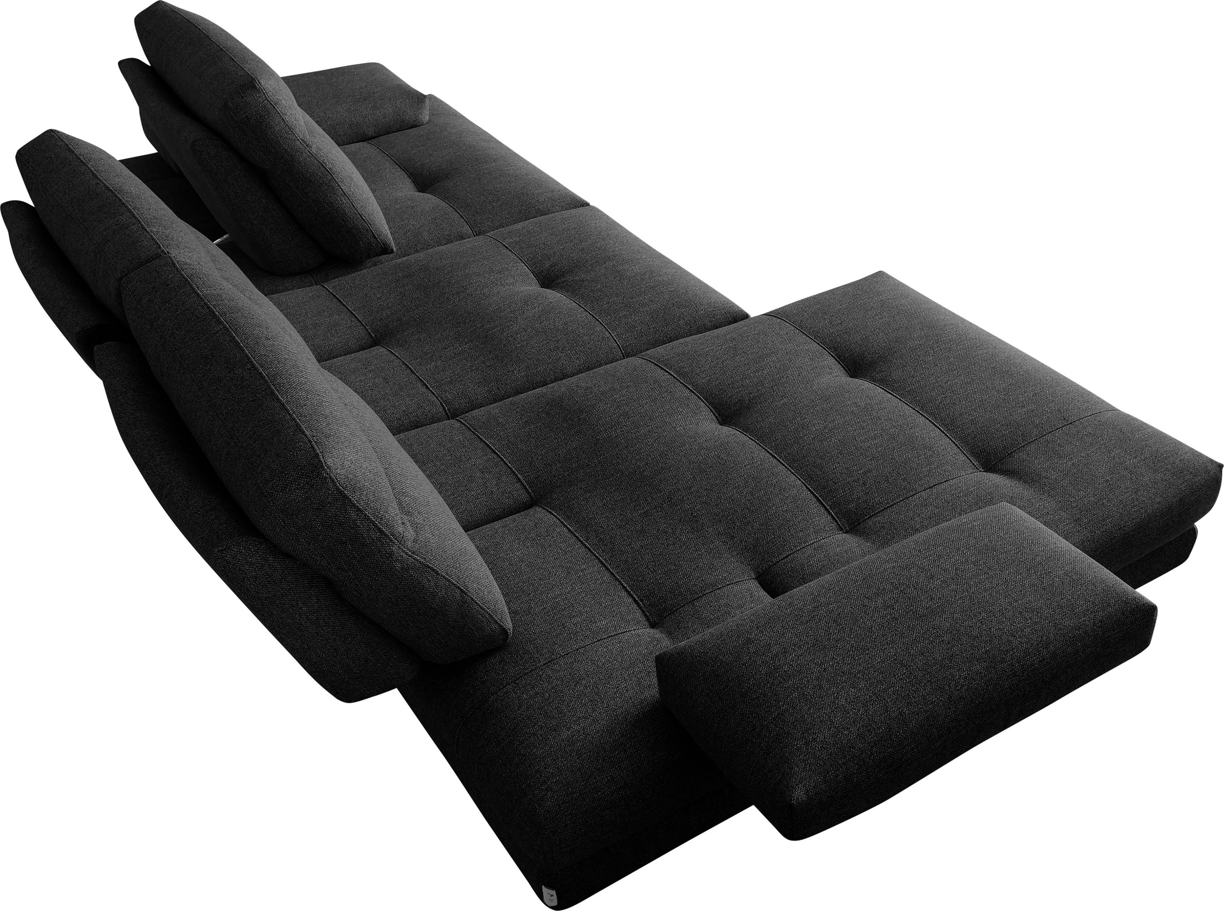 Ecksofa CALIA ITALIA "Toby Wing, B/T: 278/153 cm, Designsofa mit hohem Sitzkomfort, L-Form", schwarz (nero quebec), B:278cm H:90cm T:153cm, Synthetische Faser (100% Polyester), Sofas, Ecksofa, inklusive Sitztiefenverstellung, Füße in chrom glänzend 3