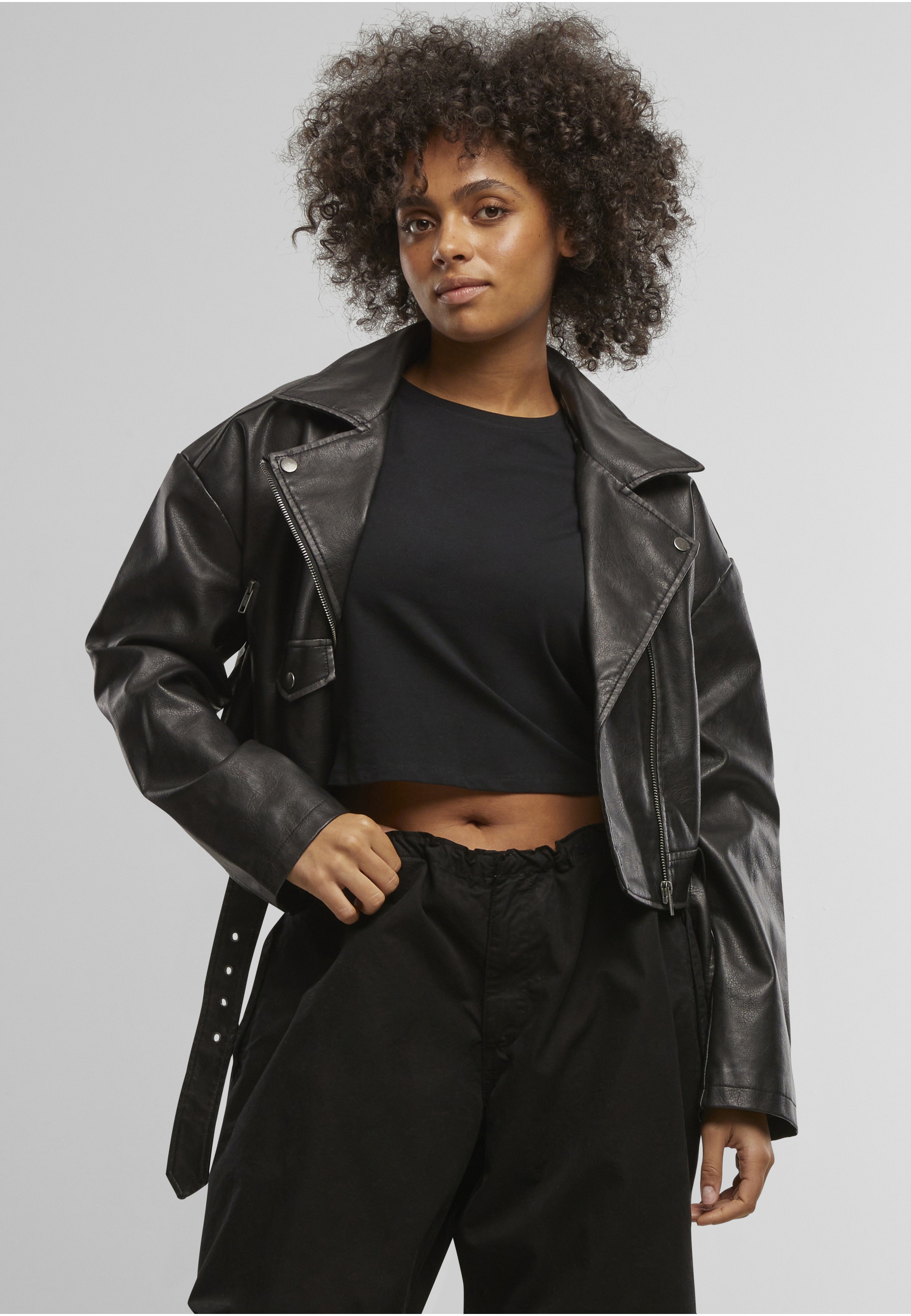 URBAN CLASSICS Ledermantel »Urban Classics Ladies Vintage Jacket«