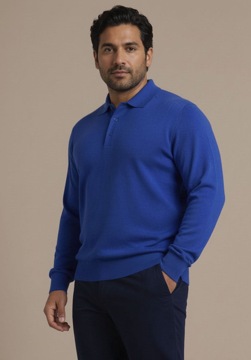 Mans World Plus Poloshirt "auch in Grosse Größen bis Gr. 7XL Bauch-Fit" mit Langarm, klassischer Polokragen, mit Knopfleiste am Ausschnitt