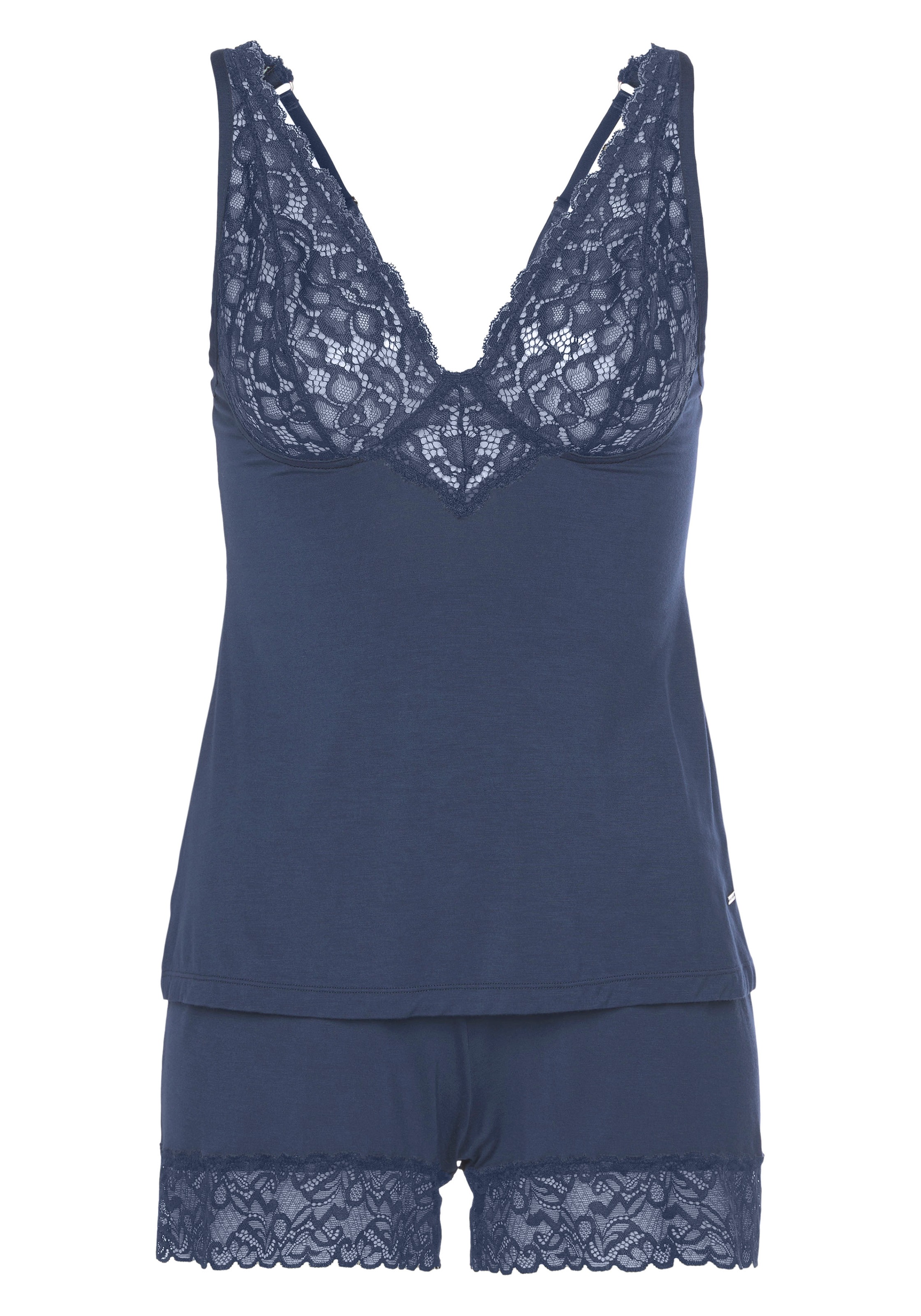 LASCANA Shorty 2 Stk. tlg., mit schönen Spitzeneinsätzen günstig online kaufen
