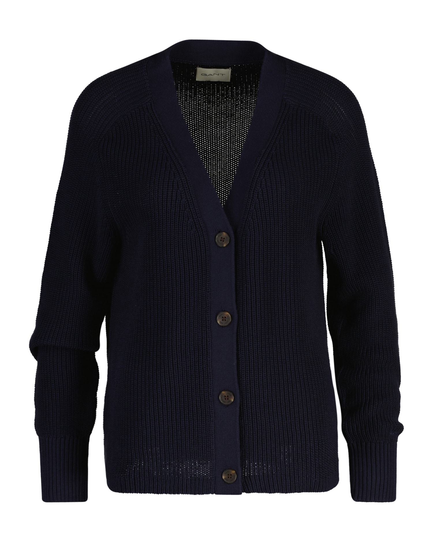 Gant Cardigan "RIBBED KNIT COTTON" Regular fit mit V-Ausschnitt günstig online kaufen