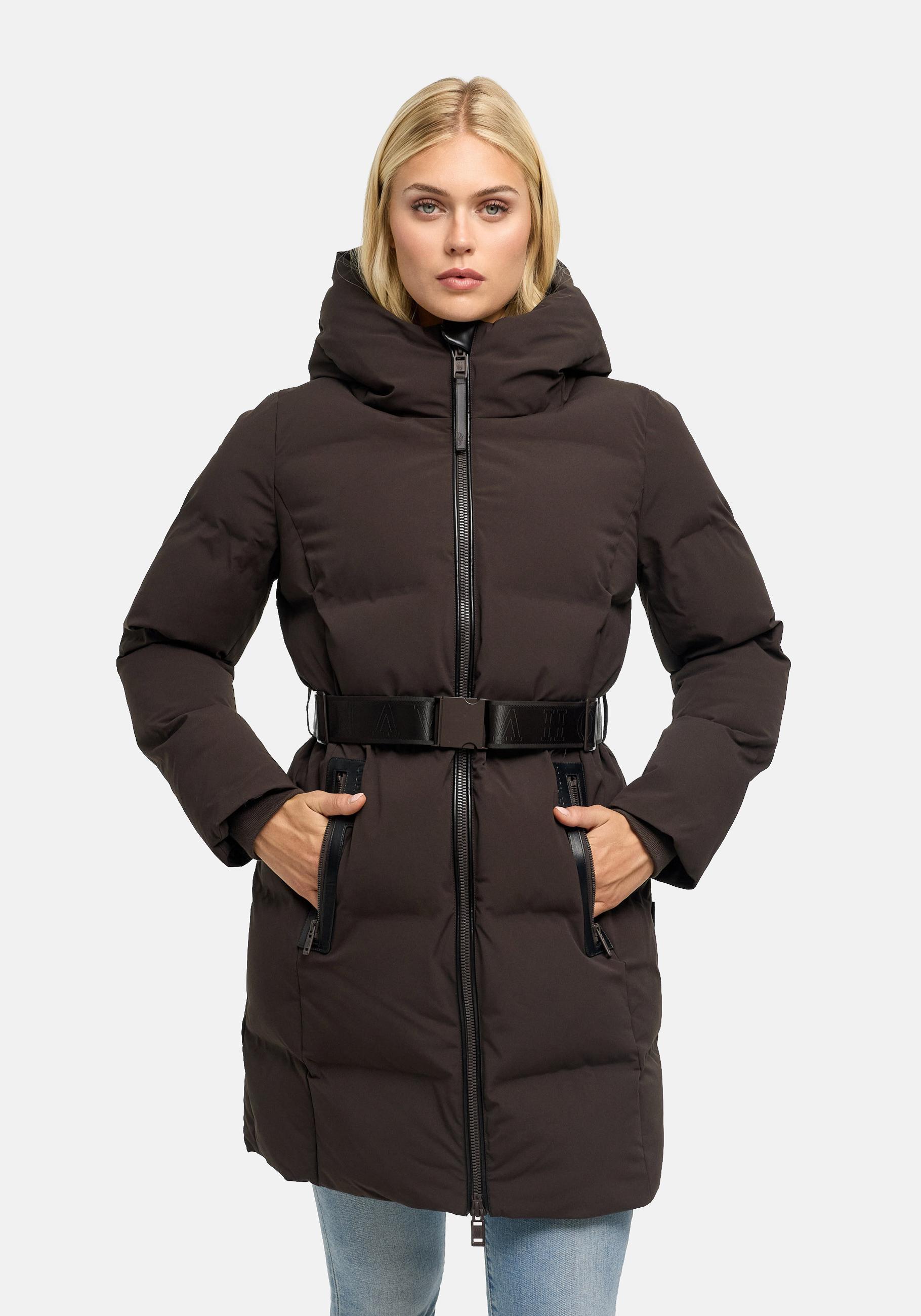 Navahoo Steppmantel "Wolkenwichtel 14" Warmer Wintermantel mit Kapuze und Taillengürtel