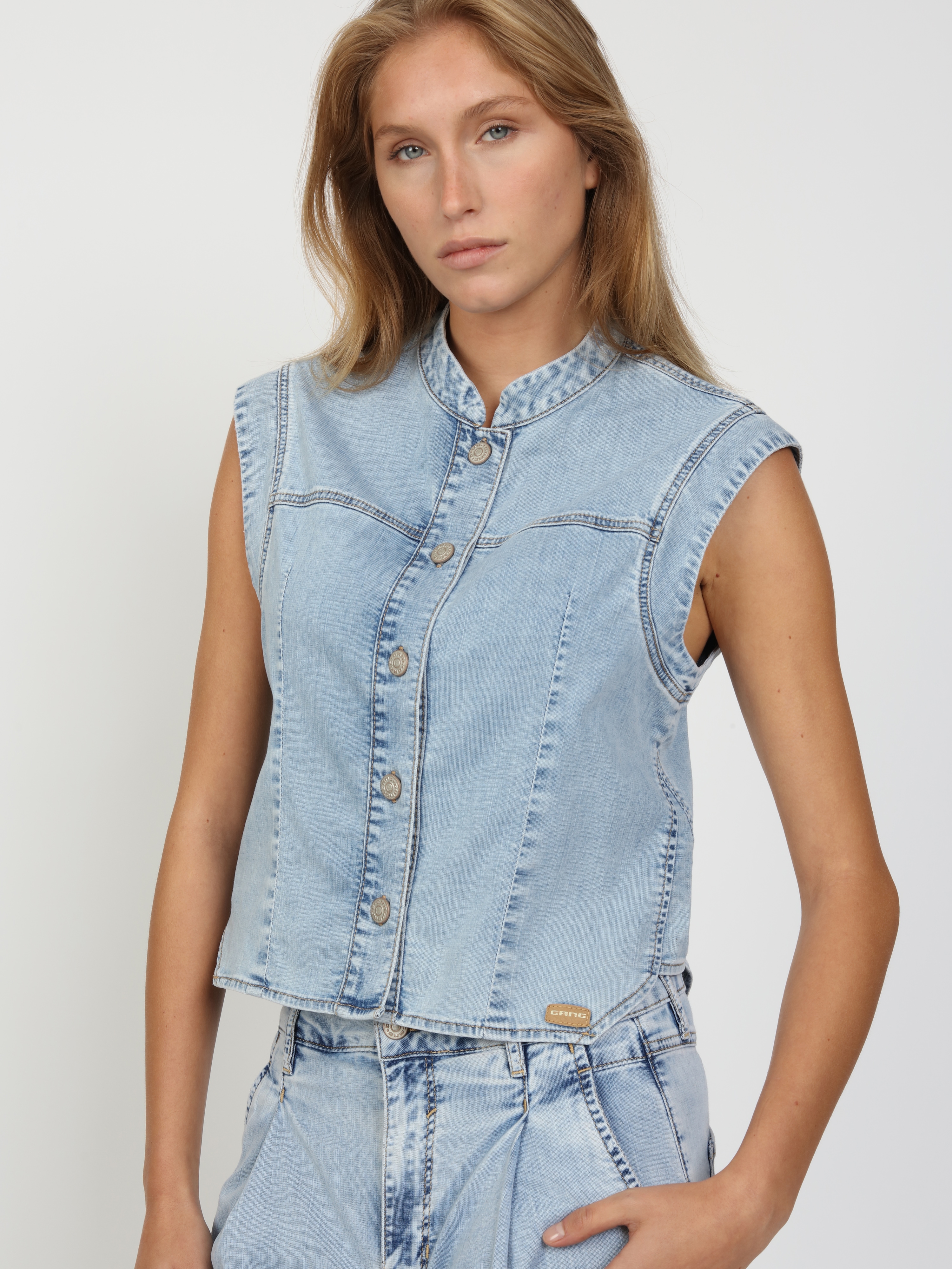 GANG Jeansweste "94LARA VEST" ärmelloser Relax-Fit