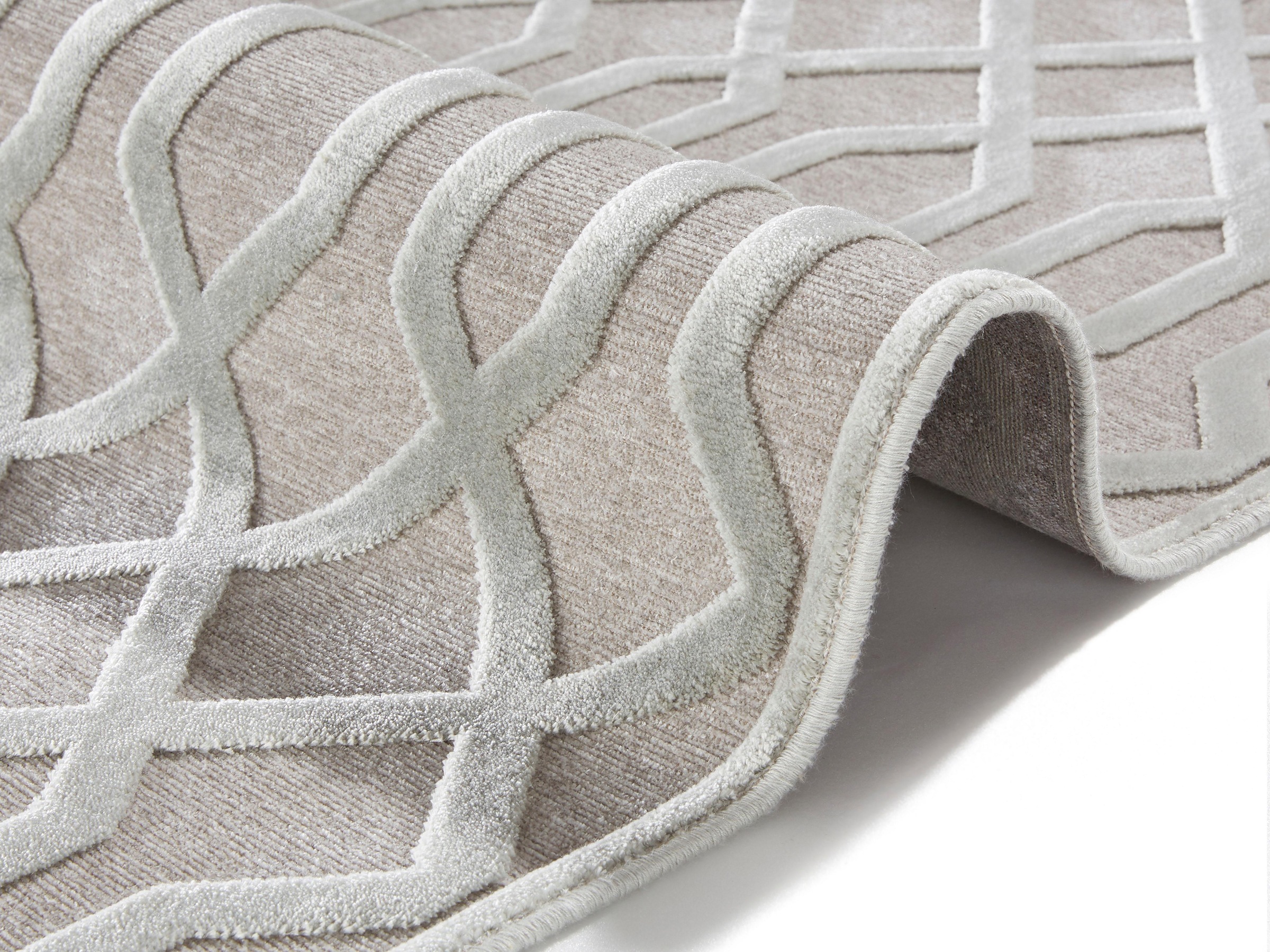 HANSE Home Teppich »Caine«, rechteckig, 4 mm Höhe, Viskose Glanz, Hoch-Tief Struktur, Robust, Pflegeleicht, Gitter Muster