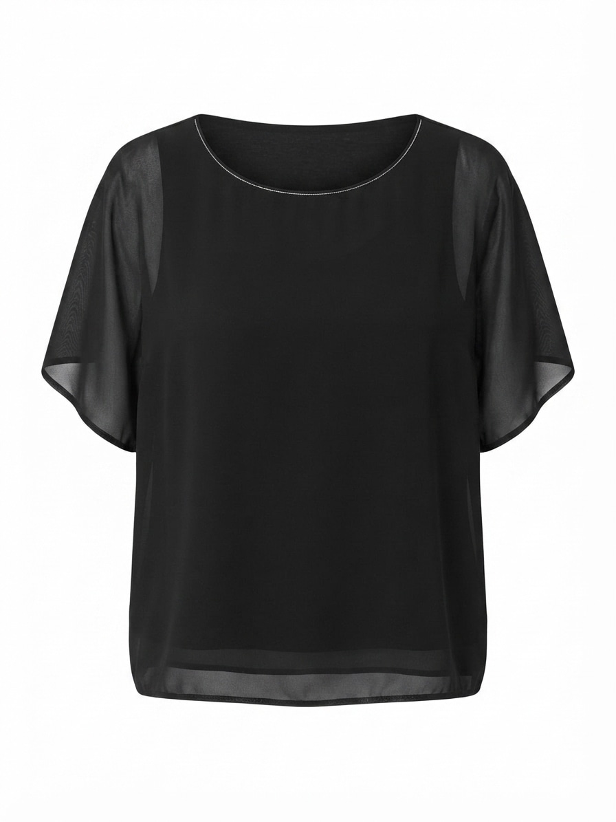 Seidel Moden Schlupfbluse Rundhals / Transparente Ärmel / MADE IN GERMANY