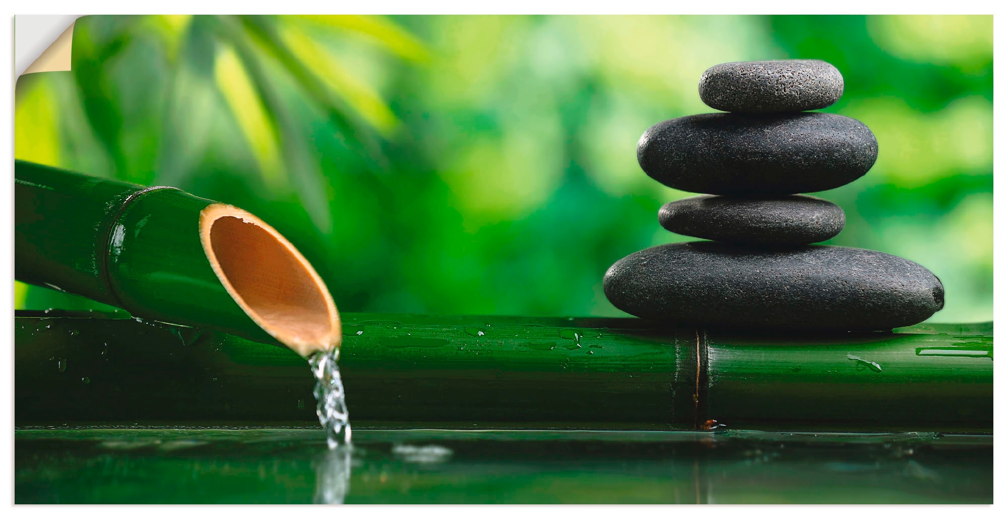 Artland Wandbild »Bambusbrunnen und Zen-Stein«, bestellen | versch. Größen in oder Wandaufkleber Alubild, (1 St.), Leinwandbild, Poster als Zen, BAUR