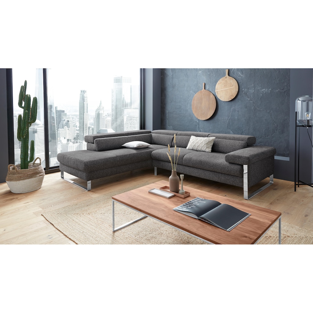 W.SCHILLIG Ecksofa »finn«, German Design Award 2016, Fußgestell Chrom glänzend, Breite 281 cm