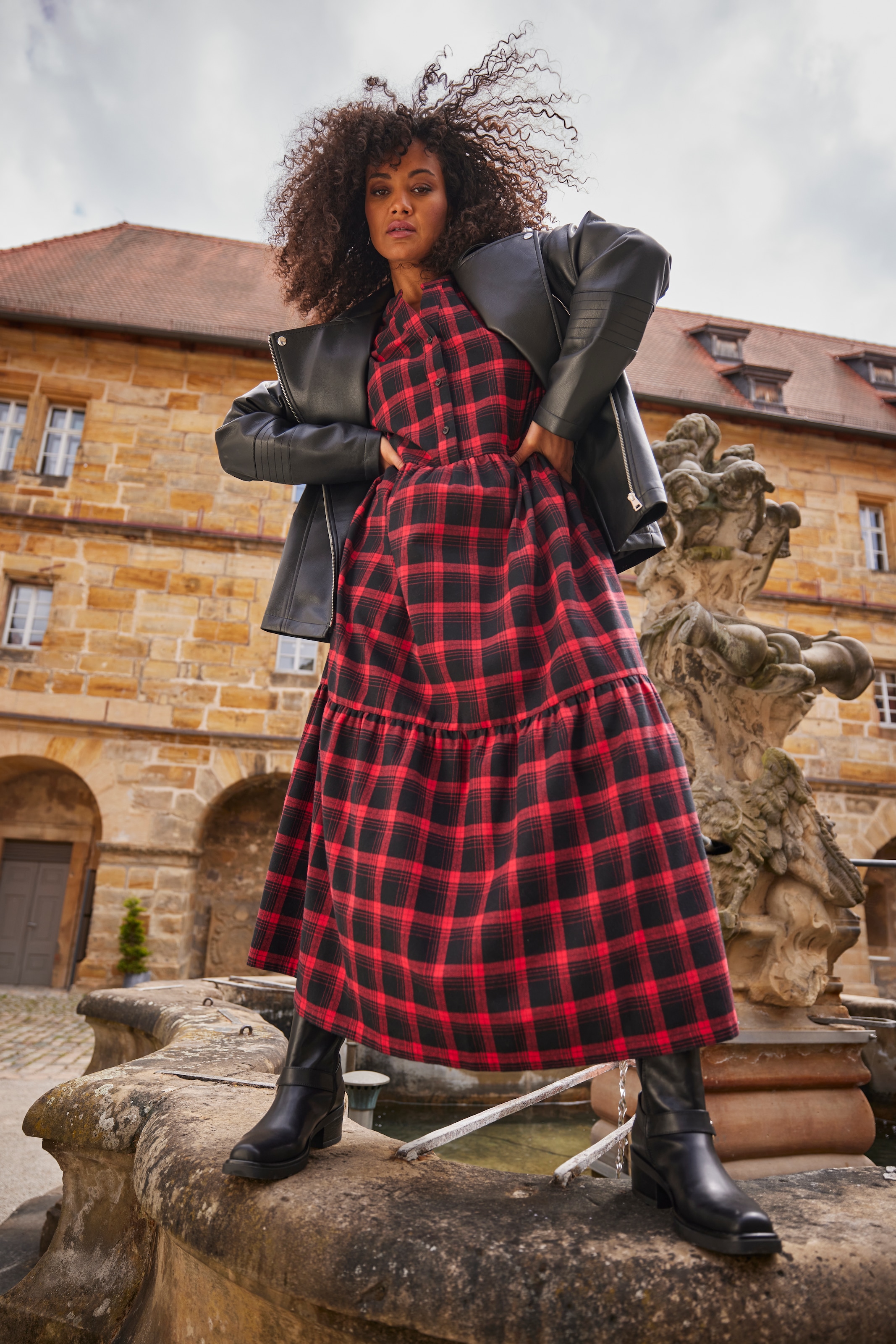 Aniston PLUS Karokleid, aus weicher Flanell mit Karo - NEUE KOLLEKTION