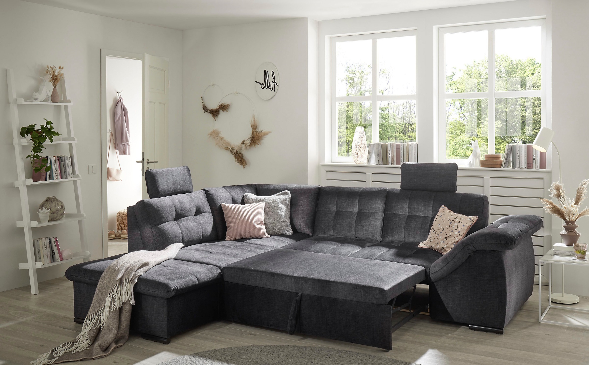 ED EXCITING DESIGN Ecksofa »Estrella L-Form«, mit Bettfunktion, Bettkasten, Armteilverstellung & Kopfstützen