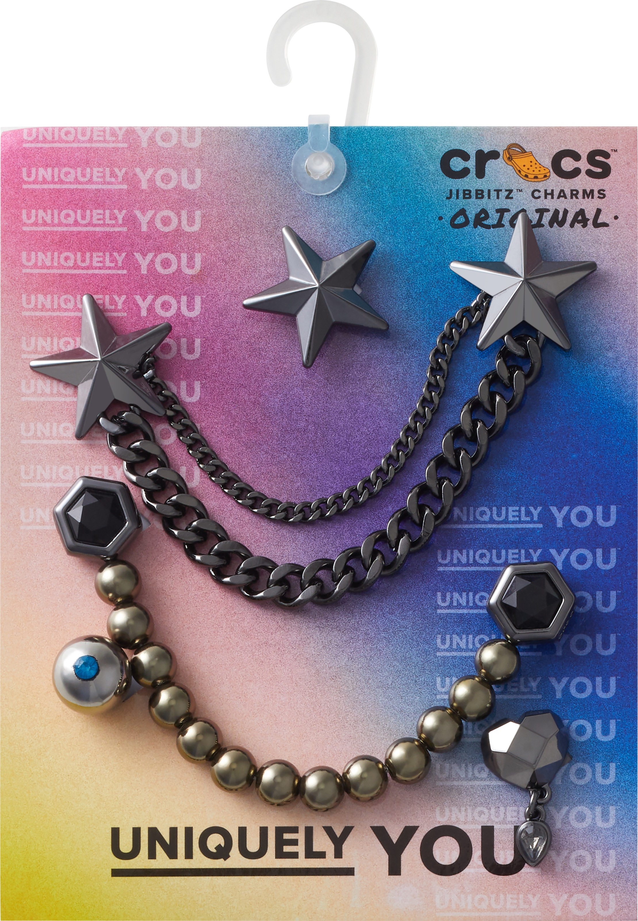 Schuhanstecker CROCS "Jibbitz™ Punk Gunmetal", Mädchen, silber (metallicfarben), Zinklegierung, Schuhzubehör Schuhanstecker, Charm, Anstecker für Crocs Schuhe 2