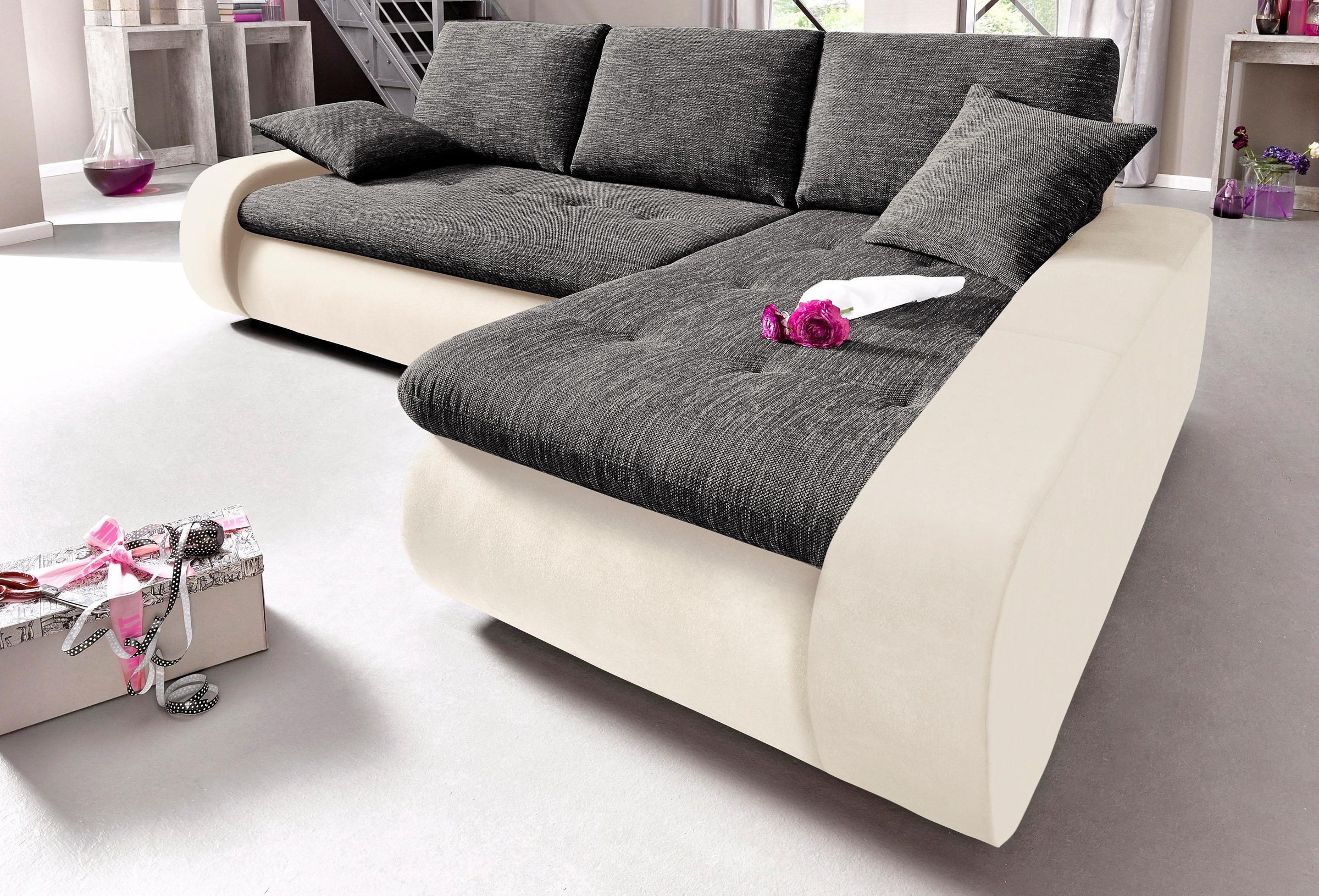 TRENDMANUFAKTUR Ecksofa "Indie, modern und bequem, Materialmix, OTTOs Choic günstig online kaufen