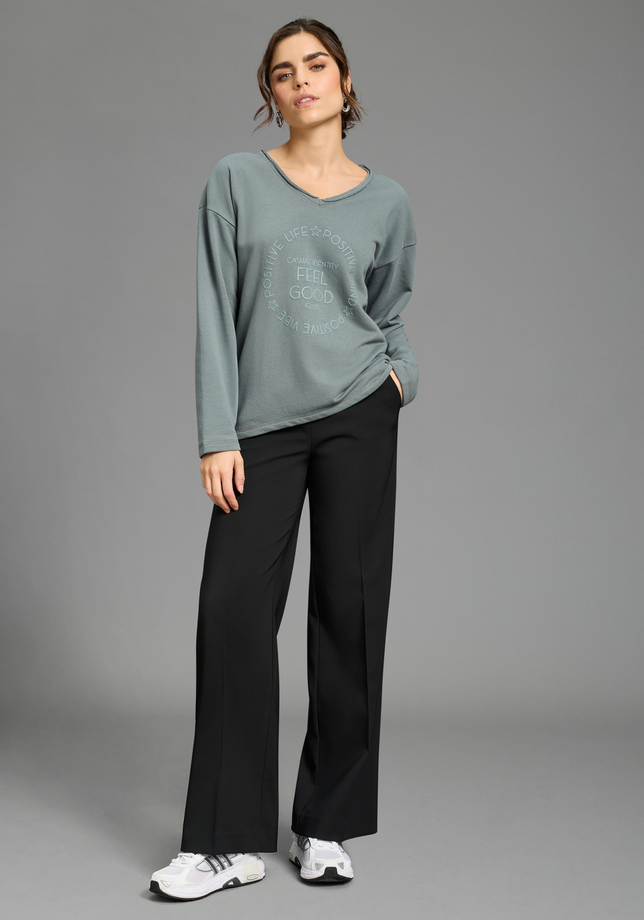 Laura Scott Longsweatshirt , mit Fransenkante
