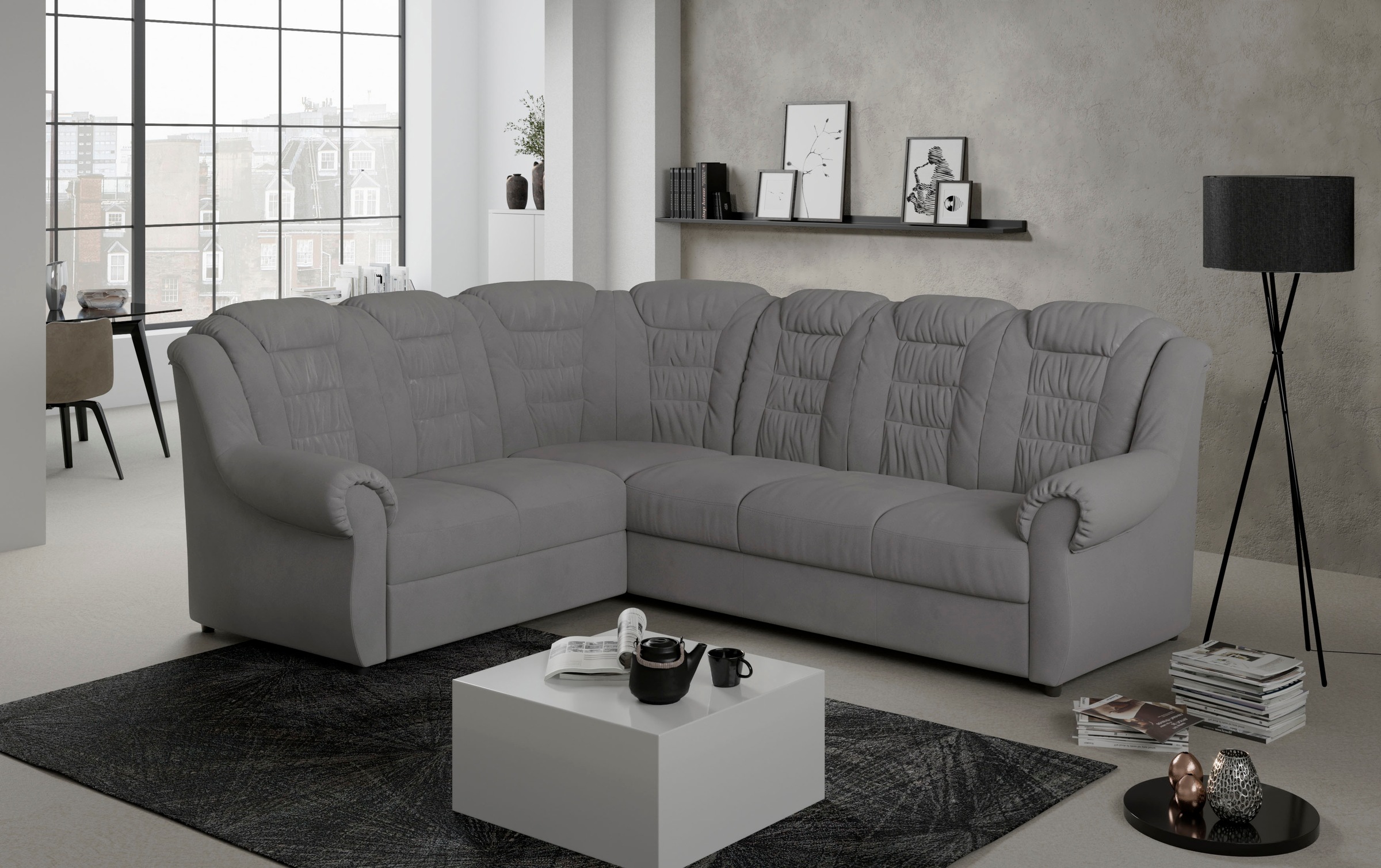 Home affaire Ecksofa »Boston L-Form«, mit hoher Rückenlehne, wahlweise mit Bettfunktion & Stauraum