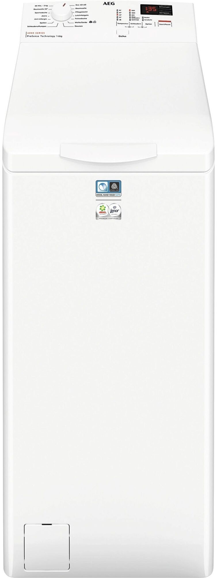 AEG Waschmaschine Toplader "LTR6N40260", B:39,7cm H:90,3cm T:59,9cm, weiß, Waschmaschinen, Anti-Allergie-Programm: Entfernt zuverlässig Viren und