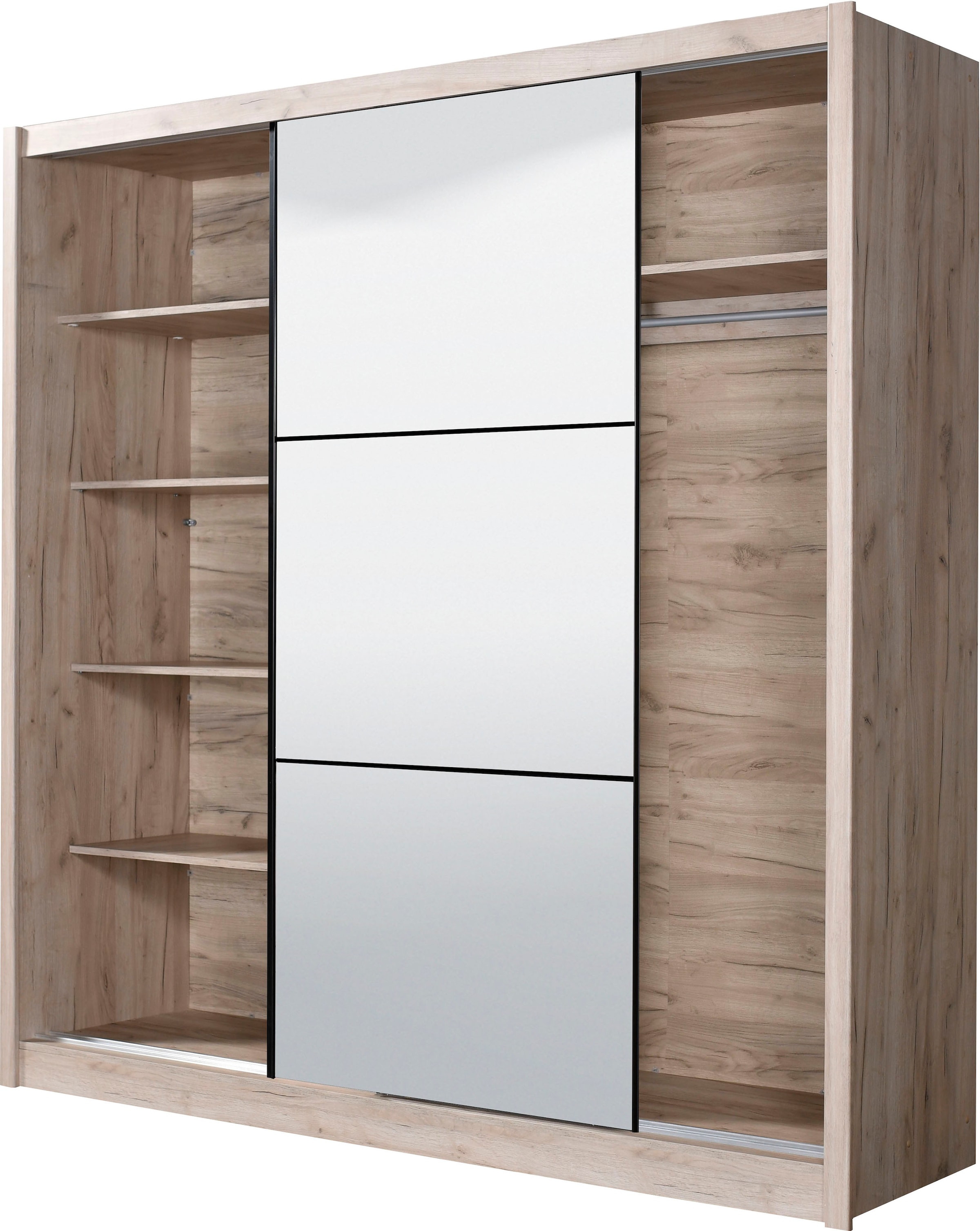 INOSIGN Schwebetürenschrank »Navara Kleiderschrank mit Spiegel Wäscheschrank Garderobe«, mit großzügiger Innenausstattung, FSC®-zertifiziert, in 3 Breiten
