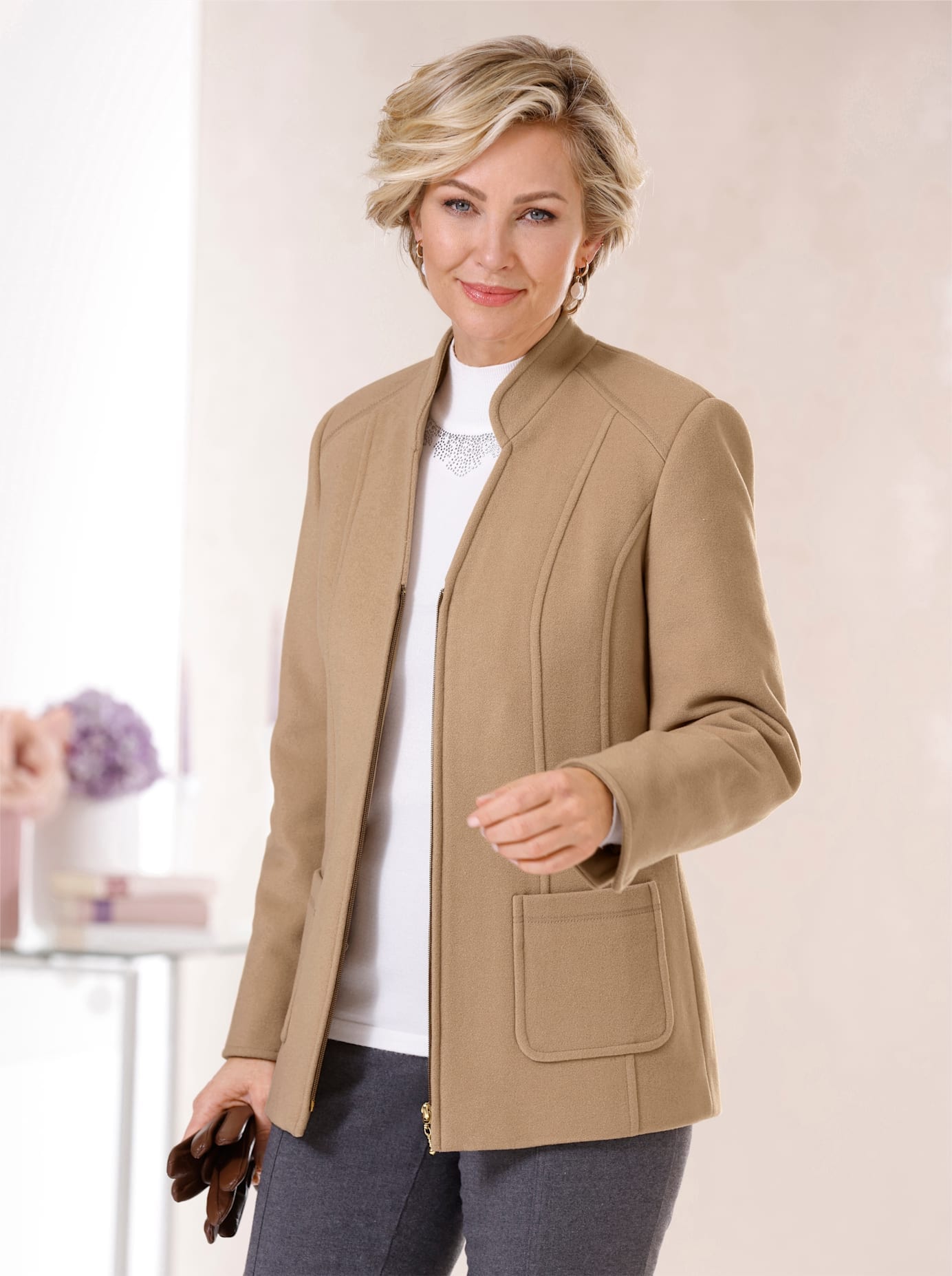 Classic Wolljacke, ohne Kapuze