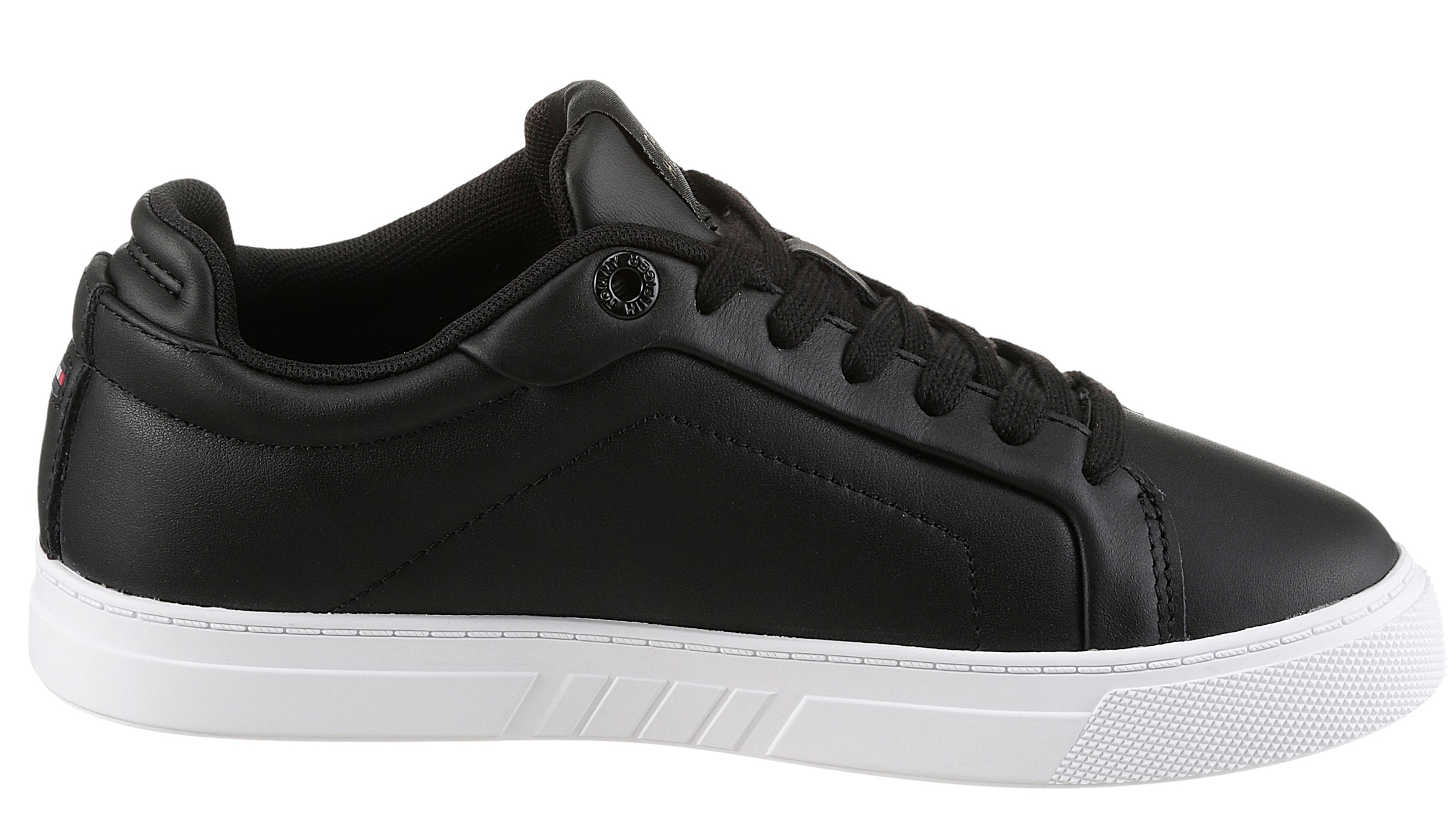 Tommy Hilfiger Plateausneaker »WOMENS ICON COURT SNEAKER FLAG«, Freizeitschuh, Schnürschuh, Halbschuh mit gepolstertem Schaftrand