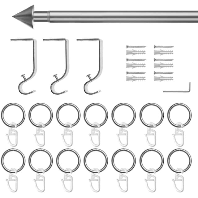 LICHTBLICK ORIGINAL Gardinenstange »Gardinenstange Kegel, 20 mm, ausziehbar,  1 läufig 130 - 240 cm«, 1 läufig-läufig, ausziehbar, Einläufige  Vorhangstange mit Ringen für Gardinen und Stores. | BAUR