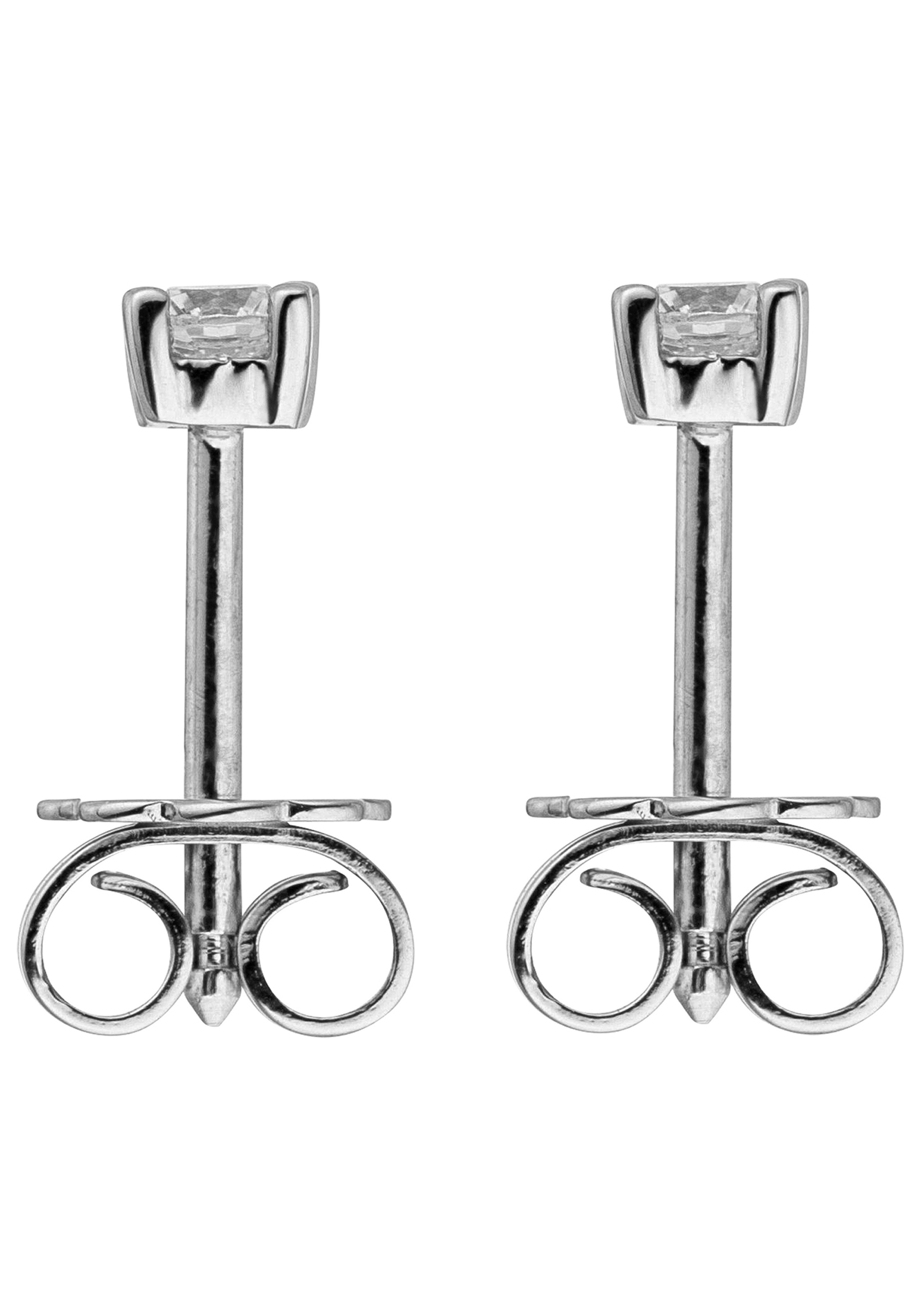 JOBO Paar Ohrstecker »Ohrringe Weißgoldohrringe Solitär 3,3 mm« 585 Weißgold mit 2 Diamanten Brillanten 0,24 ct.