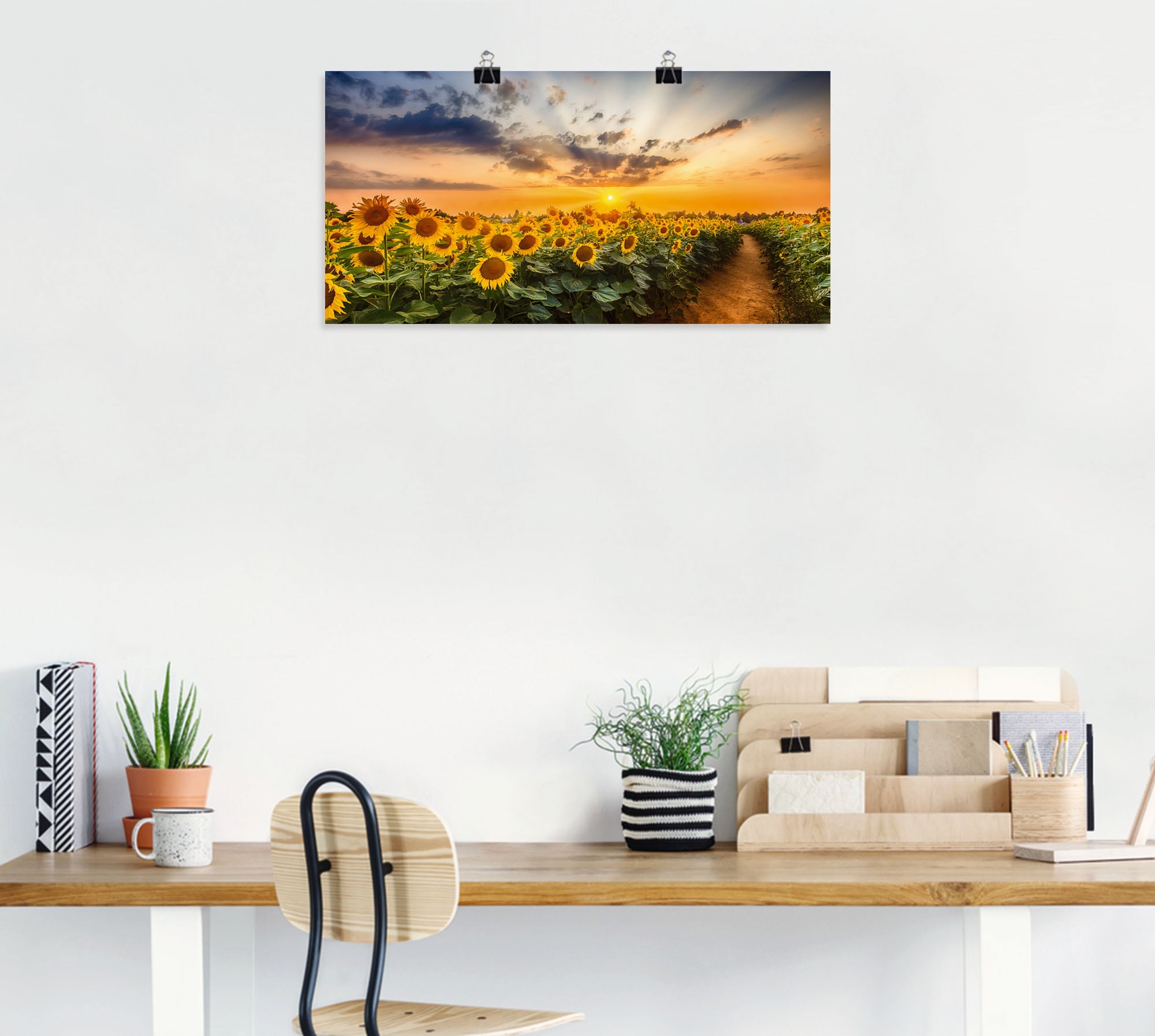 Artland Wandbild »Sonnenblumenfeld bei Sonnenuntergang« Blumenbilder 1 Stk. tlg. als Alubild, Leinwandbild, Poster in verschied. Größen
