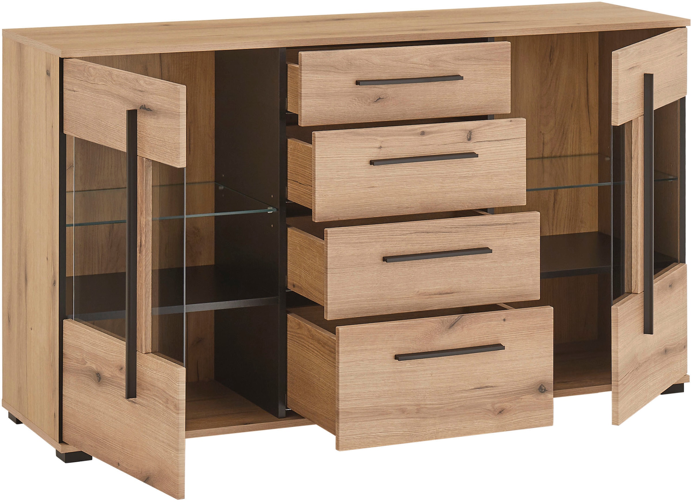 INOSIGN Sideboard »Cantara, moderner Schrank, Kommode in Eiche Evoke oder weiß«, schwarze Stangengriffe, ausreichend Stauraum, vielseitig einsetzbar