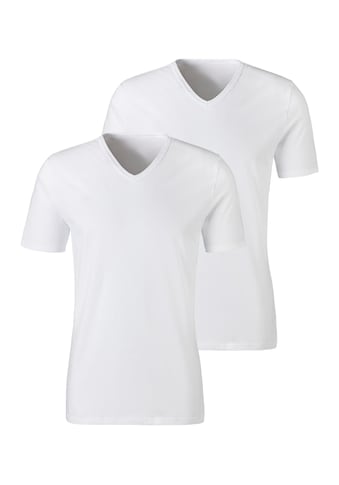 Unterziehshirt, (2 St.), mit V-Ausschnitt und kleinem Logo, Unterhemd, T-Shirt