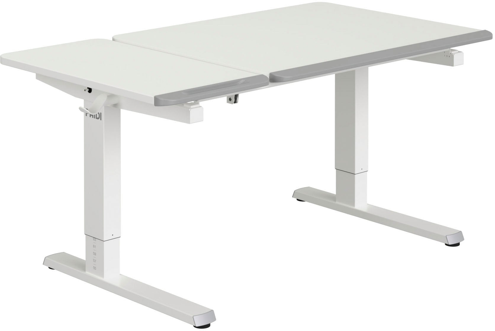 PAIDI Schreibtisch "TEENIO GT in verschiedenen Ausführungen, mitwachsend & ergonomisch" B/H/T ca. 130/53-79/75 cm, Kreideweiß, höhenverstellbarer Schülerschreibtisch, Platte bis 14 neigbar