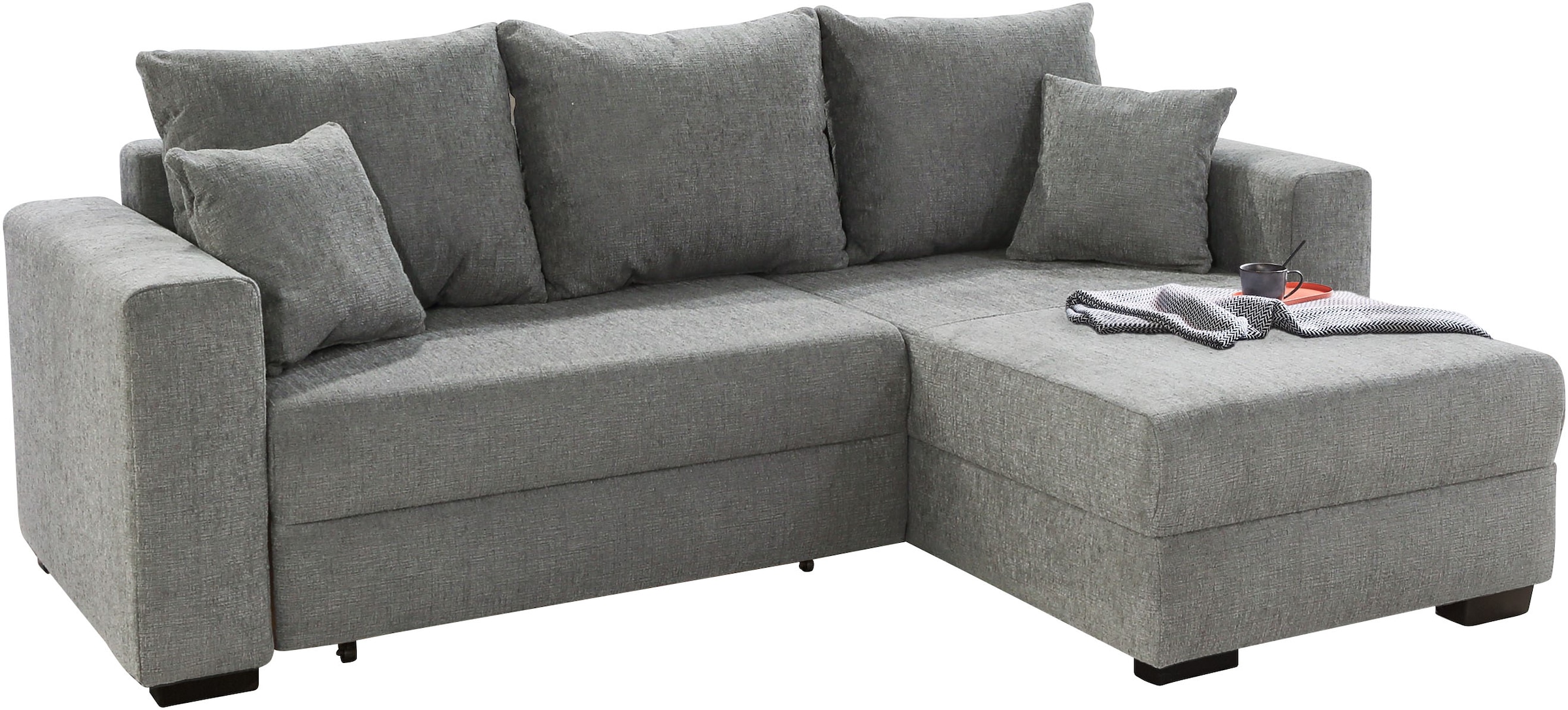Jockenhöfer Gruppe Ecksofa "Ecksofa Elmau, Größe Ottomane: L, B:235cm" mit Schlaffunktion, Bettkasten & 2 Zierkissen