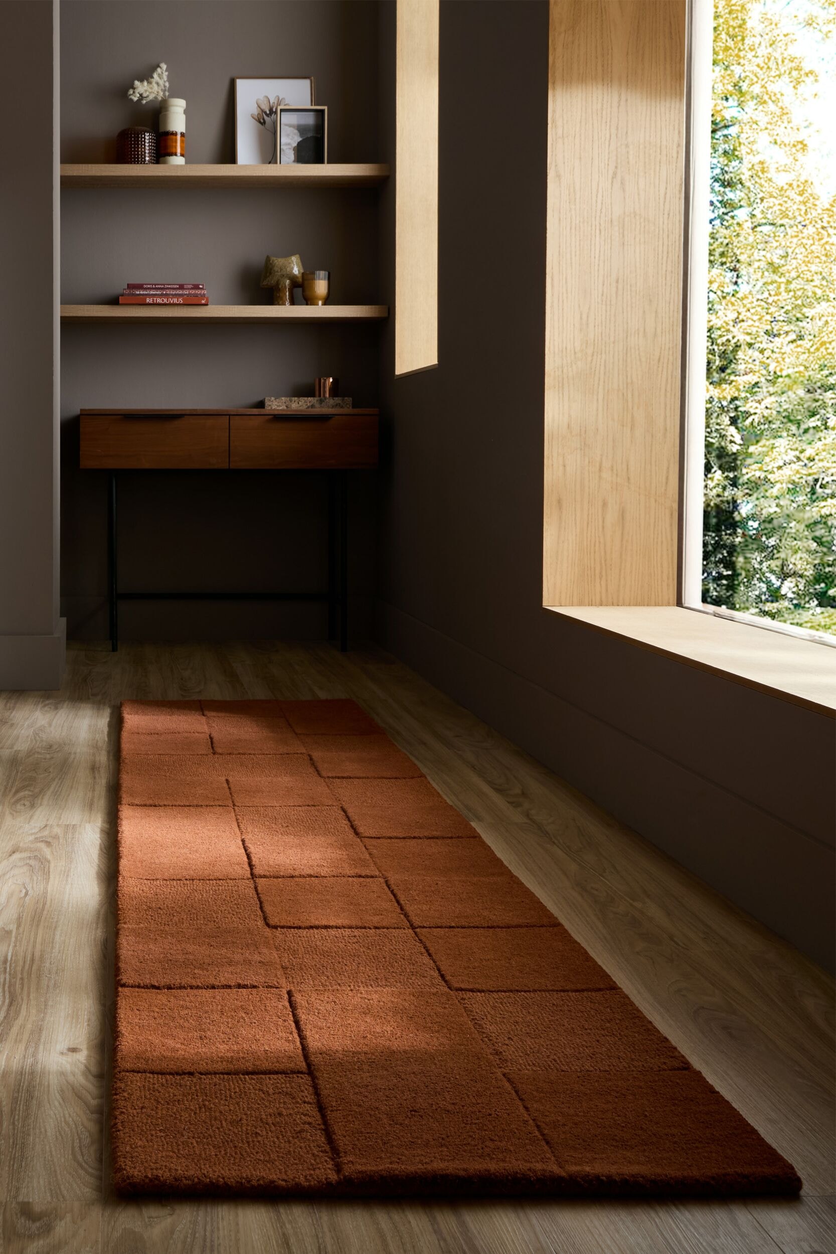 FLAIR RUGS Wollteppich "CHECKERBOARD" rechteckig 10 mm Höhe Hoch-Tief-Effekt, Wohnzimmer, Schlafzimmer, 100 % Wollflor