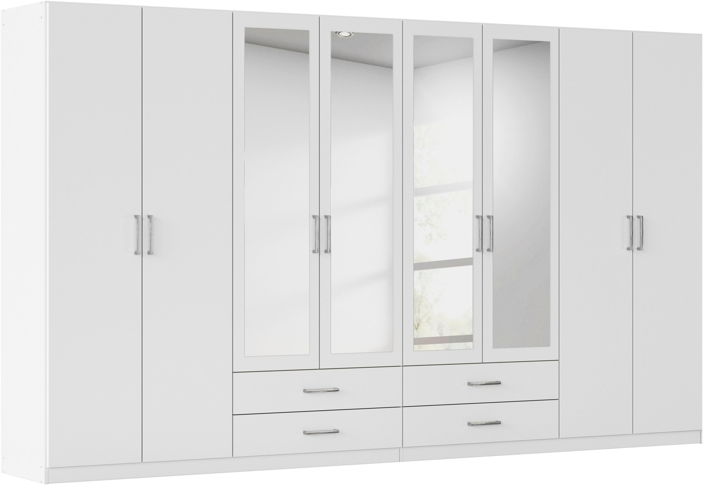 rauch Kleiderschrank "Schrank Garderobe Ankleide GAMMA Breiten 91/136/181/226/271/315/360 cm" in 3 Ausstattungen BASIC/CLASSIC/PREMIUM (inkl. SOFT-CLOSE-Funktion), verschiedene Griff-Varianten, mit Spiegel TOPSELLER MADE IN GERMANY