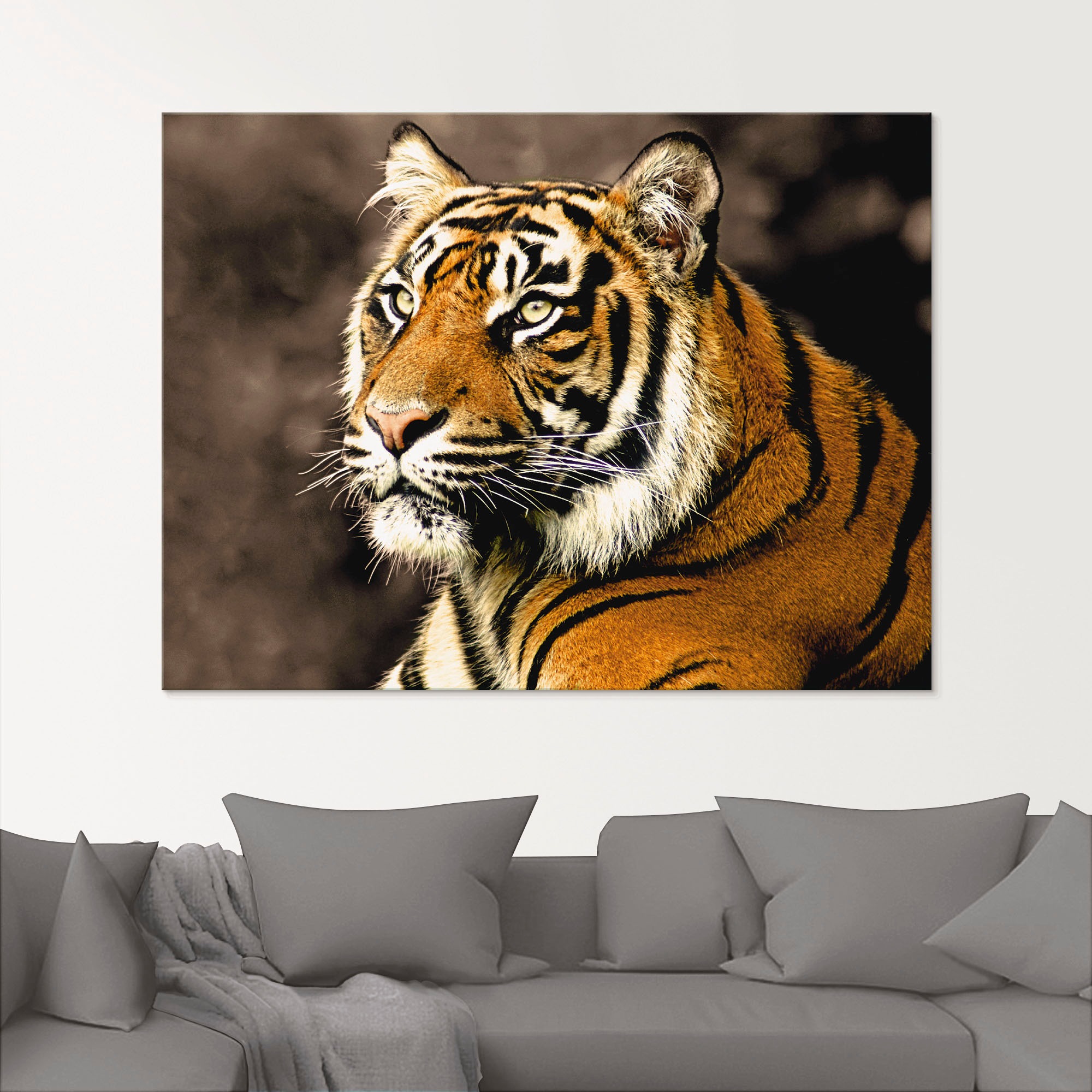 Artland Glasbild »Tiger_sepia«, Wildtiere, (1 St.), in verschiedenen Größen