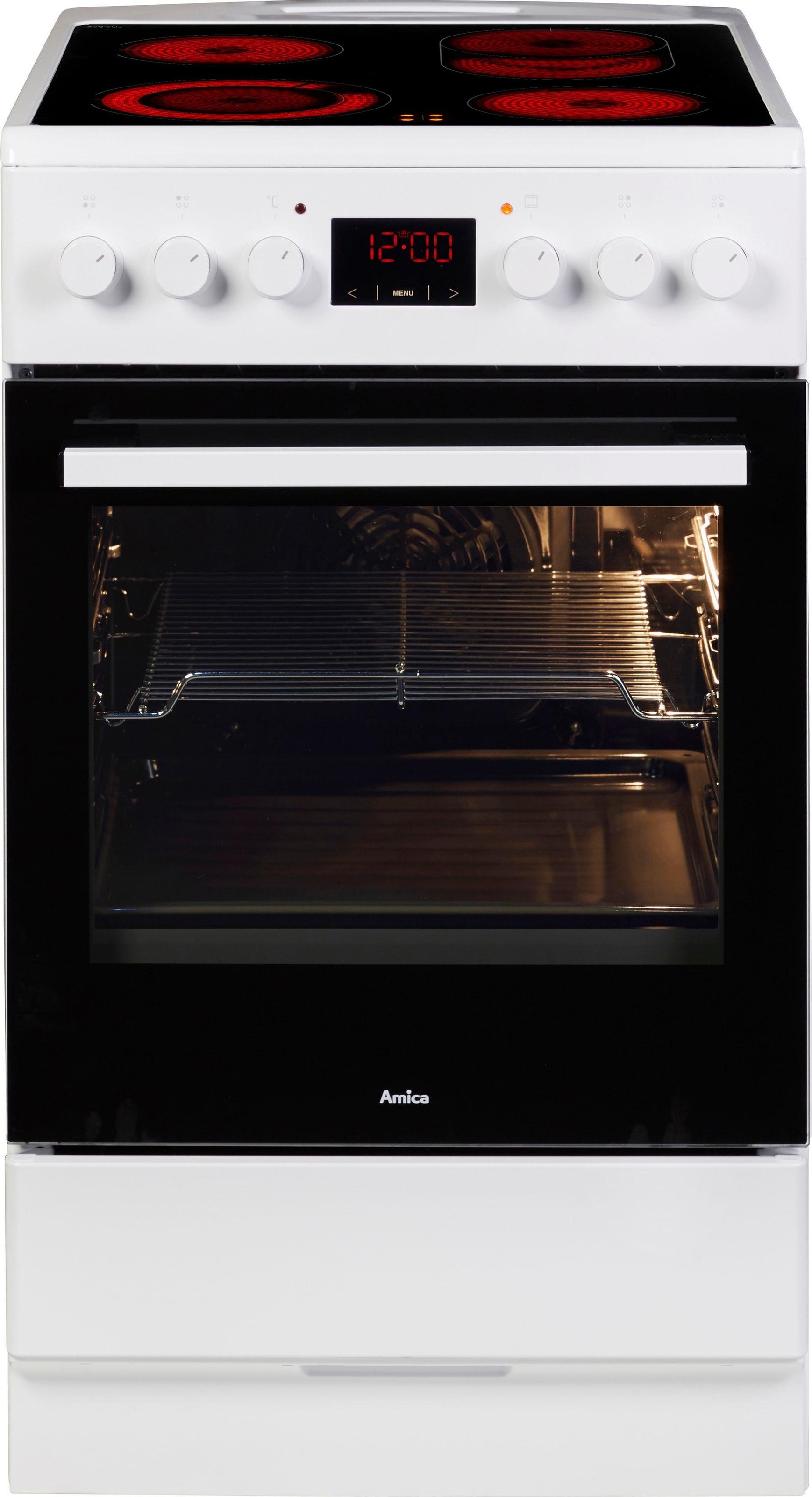 AMICA Elektro-Standherd "SHC 903 001 W", Energieeffizienz: A (A+++-D), weiß, Herdsets, Komfortables Kochen und Backen mit bequemer Handhabung