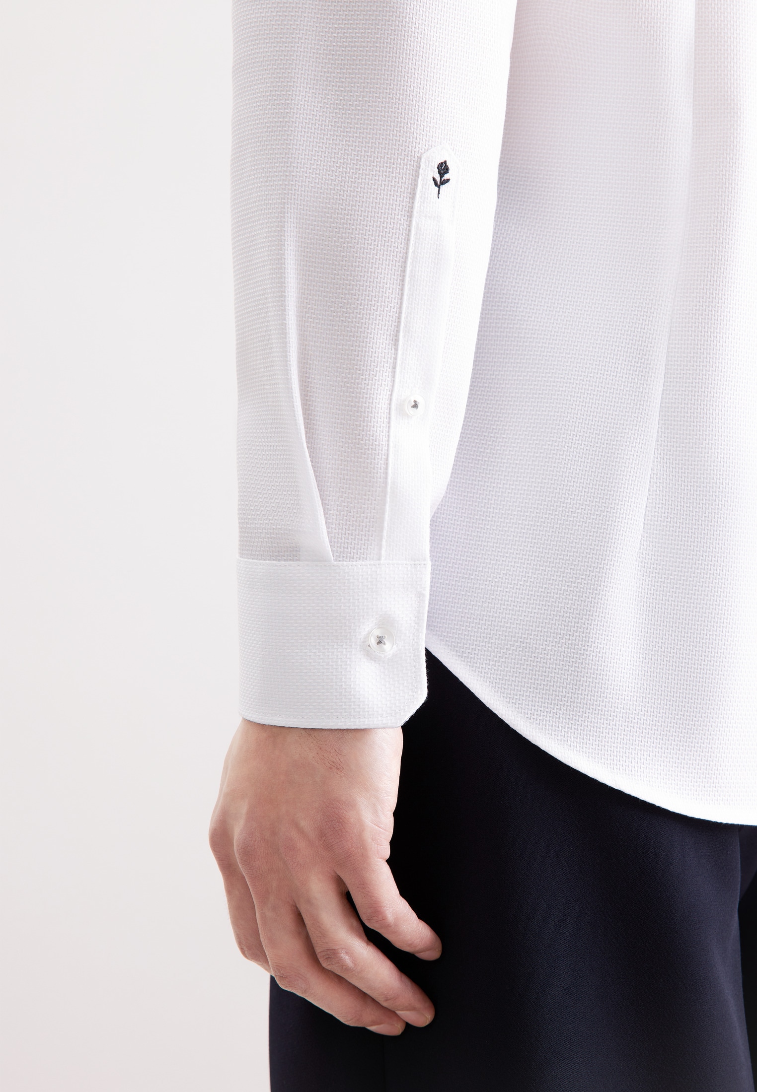 seidensticker Businesshemd »Schwarze Rose«, Slim 1/1 Covered-Button-Down-Kragen Struktur
