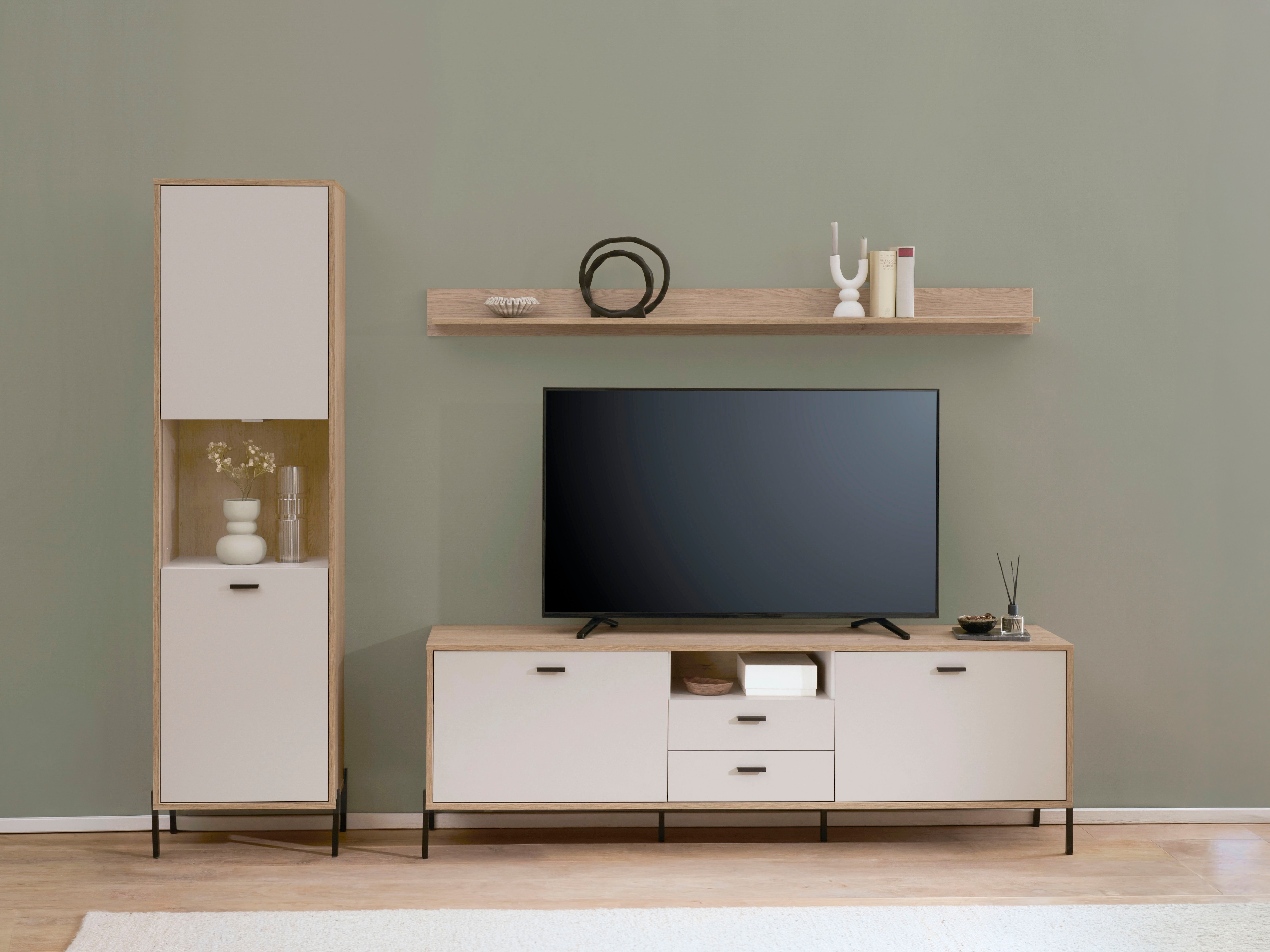 Home affaire Wohnwand "Fredericia, moderne Anbauwand, Komplettset in Kaschmir" Set, 3 Stk. tlg.