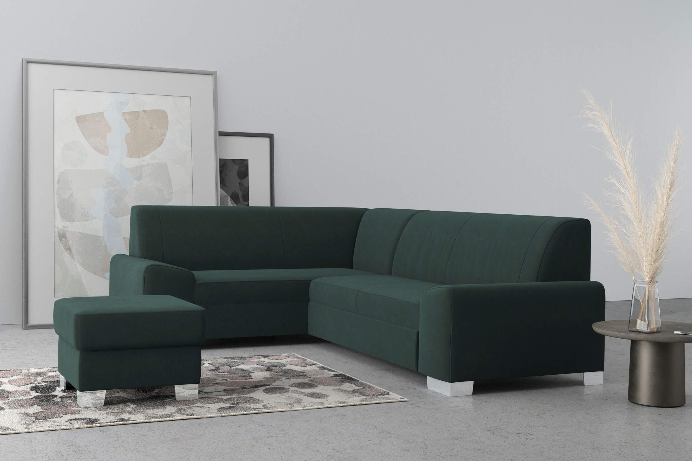 Thumbnail - DOMO collection Ecksofa "Anzio in kubischer Formensprache, flache Armlehnen, L-Form" Wahlweise mit Bettfunktion und Fede...