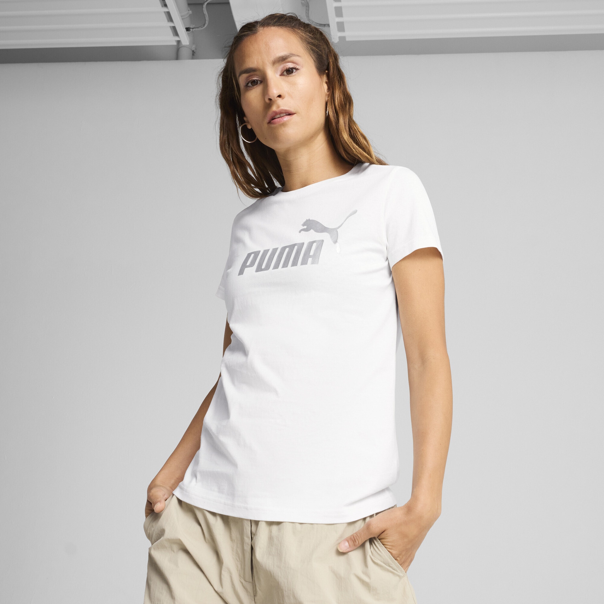 PUMA T-Shirt "ESS METALLIC No. 1 Logo T-Shirt Damen" günstig online kaufen