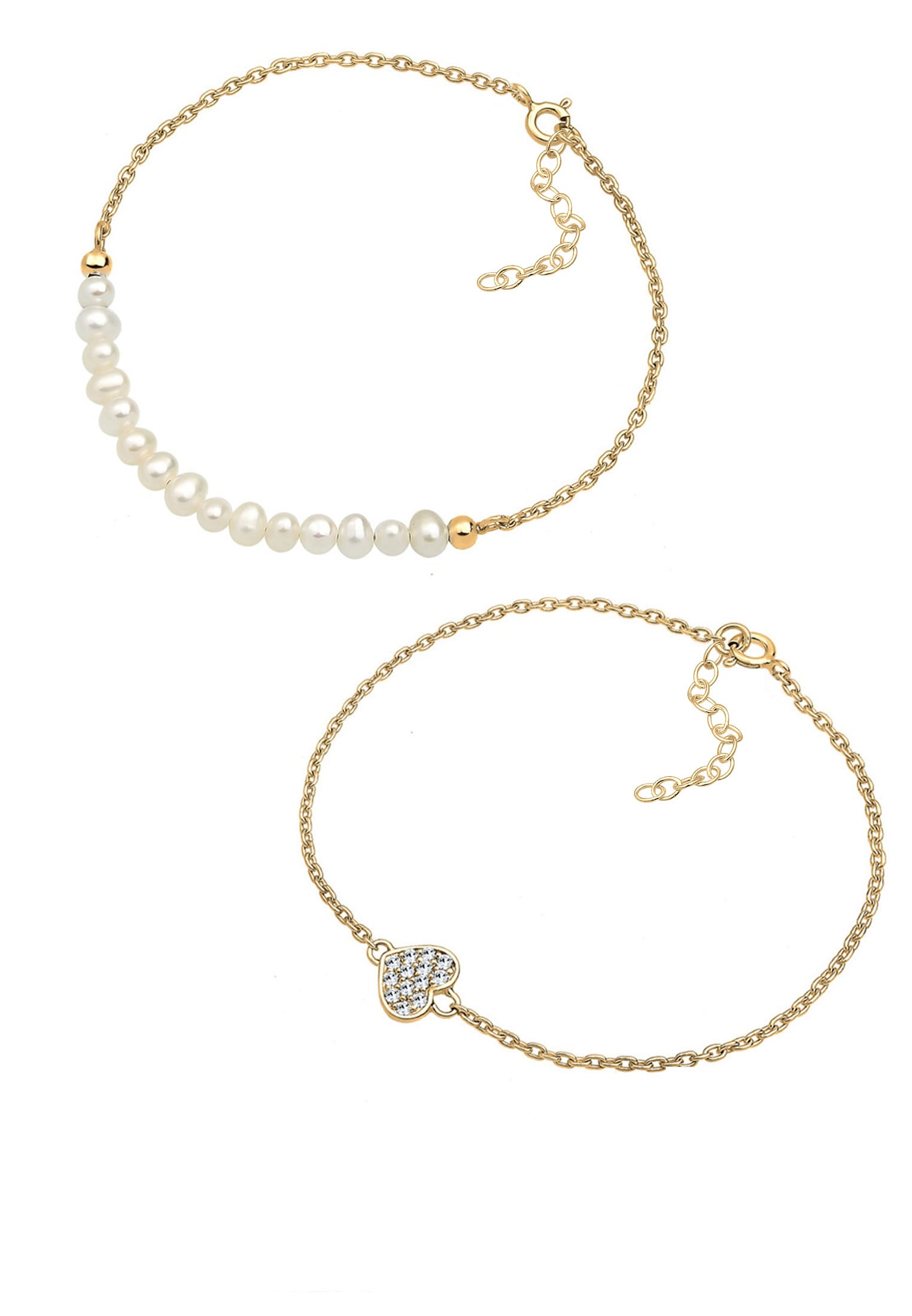 Elli Perlenarmband Set »Herz Layer Kristalle Cute 925 Silber« online kaufen  | BAUR