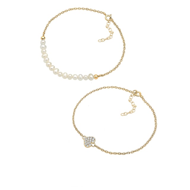 Elli Perlenarmband Set »Herz Layer Kristalle Cute 925 Silber« online kaufen  | BAUR
