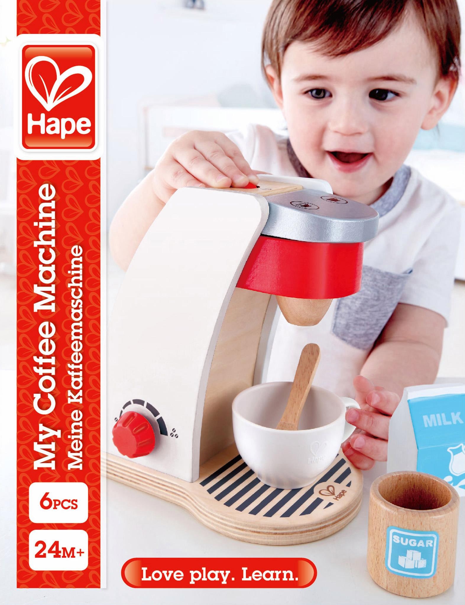 Hape Kinder-Kaffeemaschine »Meine Kaffeemaschine«, (Set, 6 tlg.), mit Ein-/Ausschalter und einem Drehregler