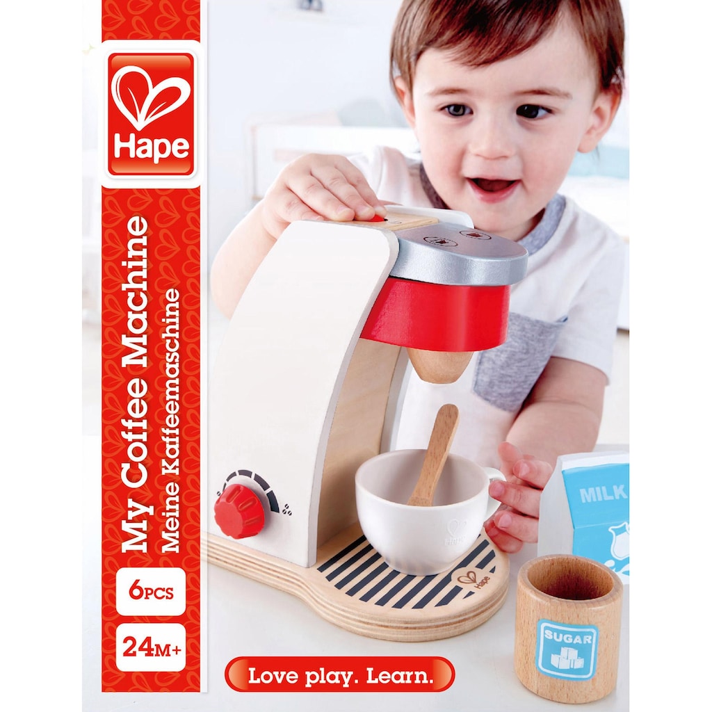 Hape Kinder-Kaffeemaschine »Meine Kaffeemaschine«, (Set, 6 tlg.), mit Ein-/Ausschalter und einem Drehregler