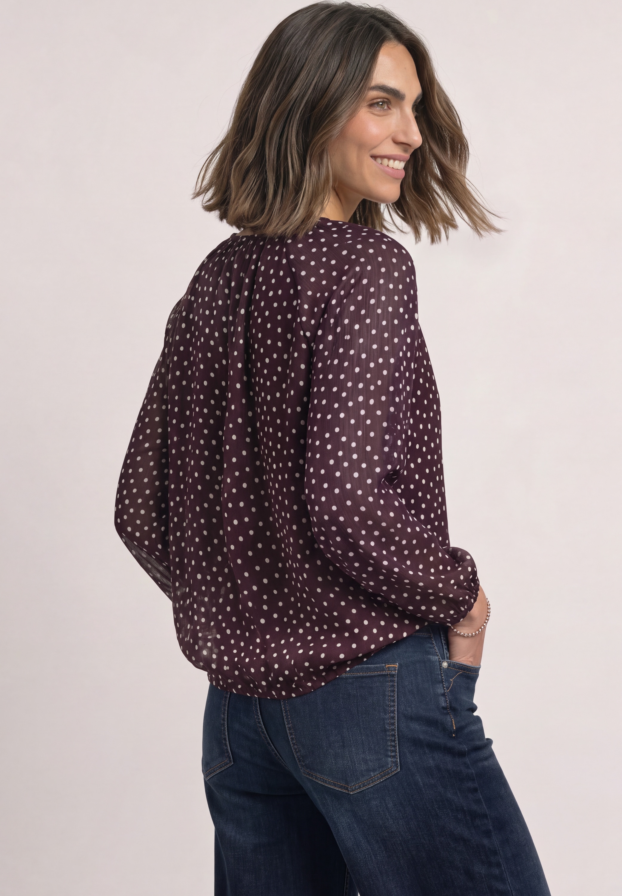 STREET ONE Langarmbluse mit Chiffon-Layer