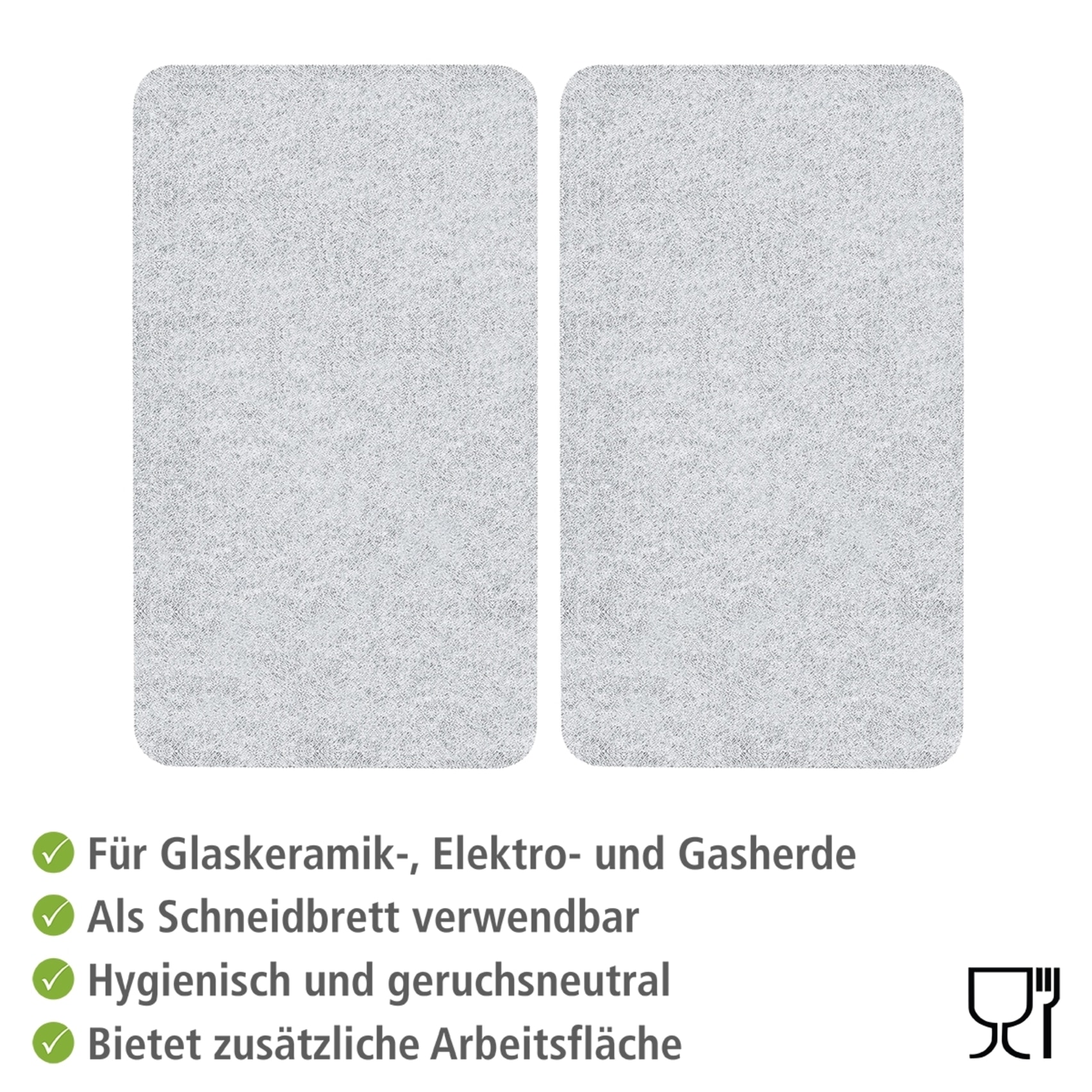 WENKO Herd-Abdeckplatte »Universal Modell Transparent«, (Set, 2 tlg.), Herdabdeckung für alle Herdarten, kratzfest, mit rutschfesten Füßen
