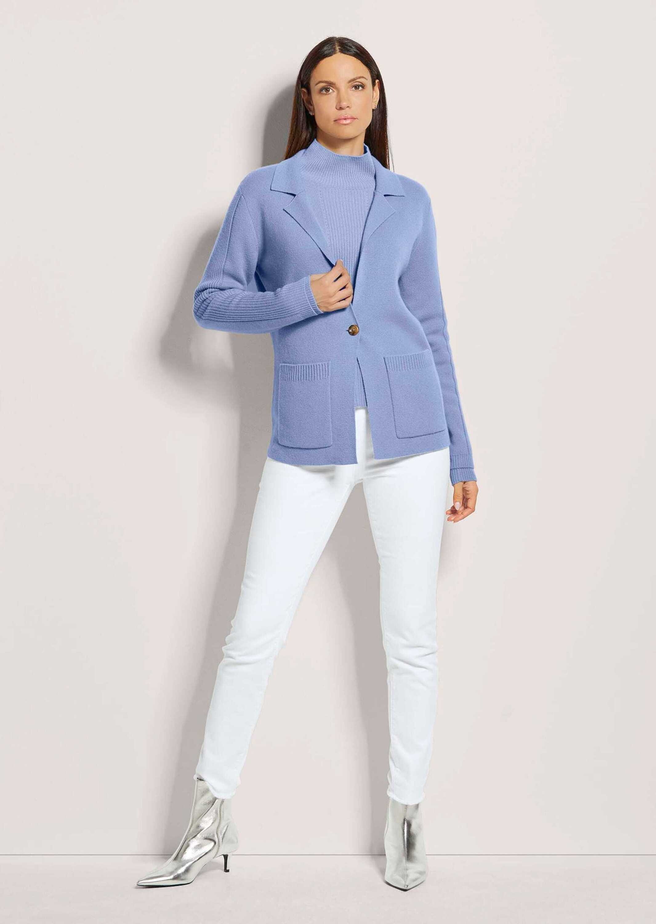 Thumbnail - MADELEINE Strickjacke "Strickblazer Strickjacke aus Merinowolle und Kaschmir" 1-Knopf Strickblazer